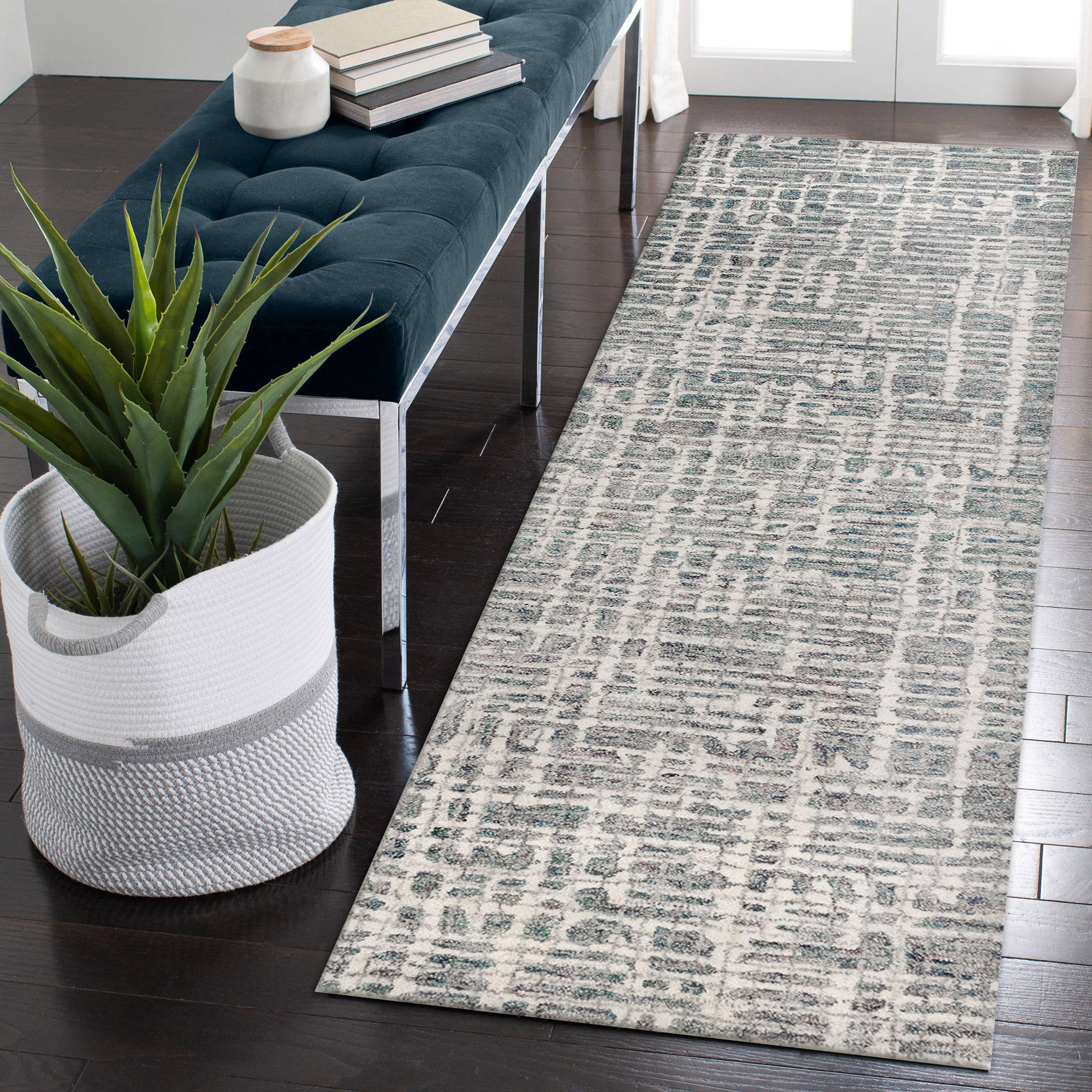 Liora Manne SVHR8951204 Savannah 2 x 8 (ft) Tufted Wool Ocean Rectangular Indoor Abstract Industrial Runner rug