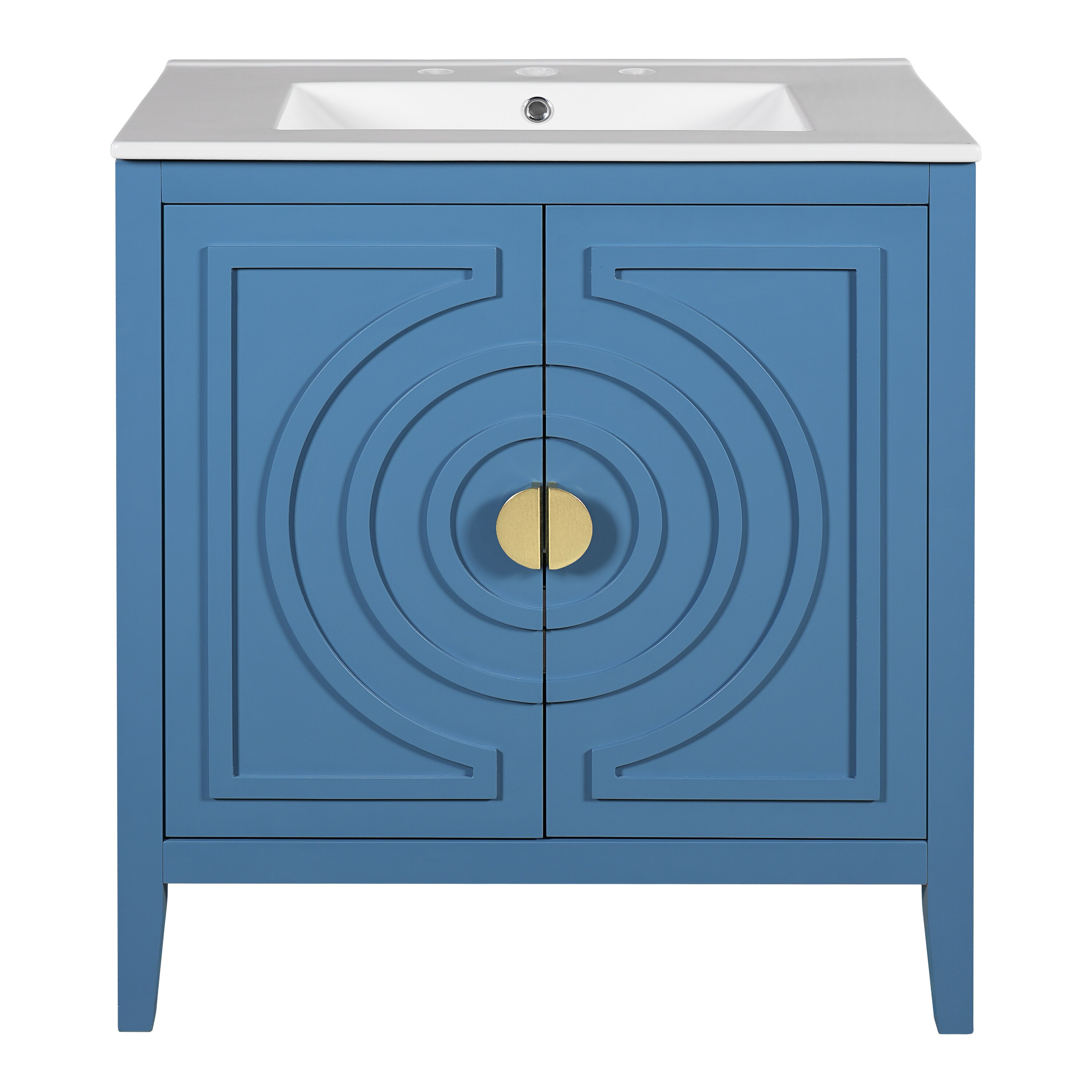 Iseryn Bath Vanity 30-in Blue Undermount Single Sink Bathroom Vanity with White Ceramic Top