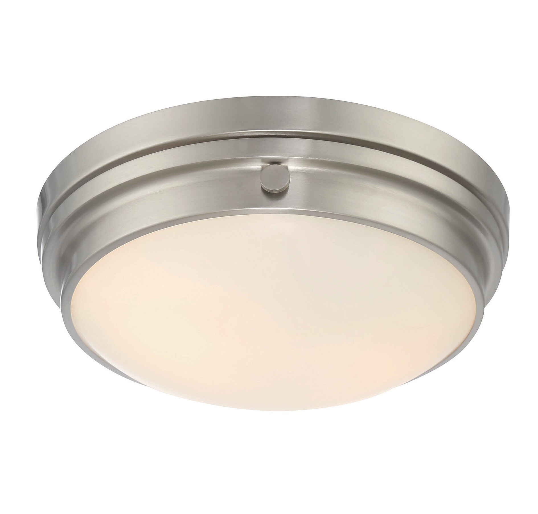 Lucerne Transitional 2-Light Flush Mount in Satin Nickel with White Glass