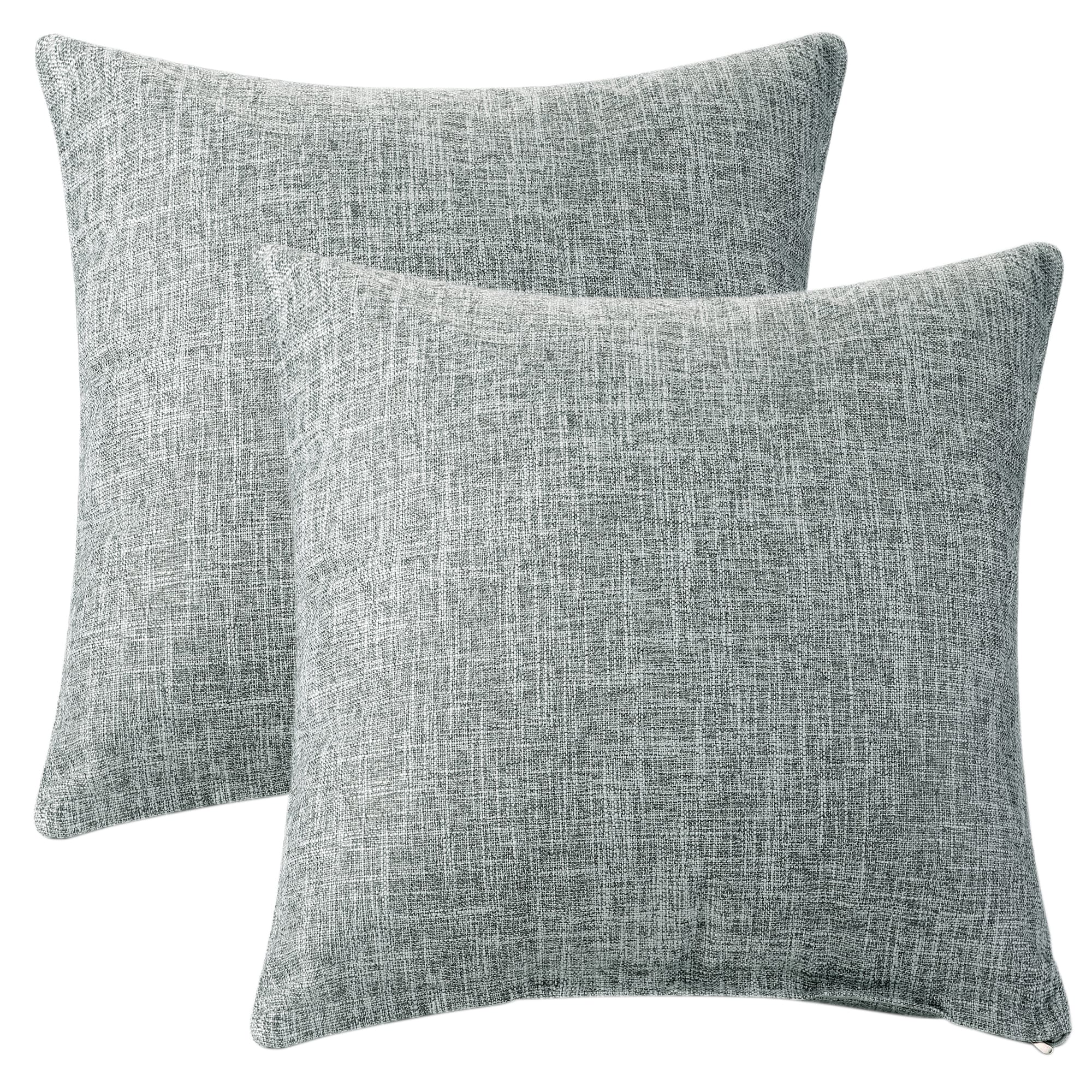 Unique Bargains 2pcs Burlap Linen Throw Pillow Covers Square Rustic Decorative Cushion Cover Farmhouse Solid Pillowcases for Couch Sofa Living Room Home Decor 16 x 16 Inch Dark Gray