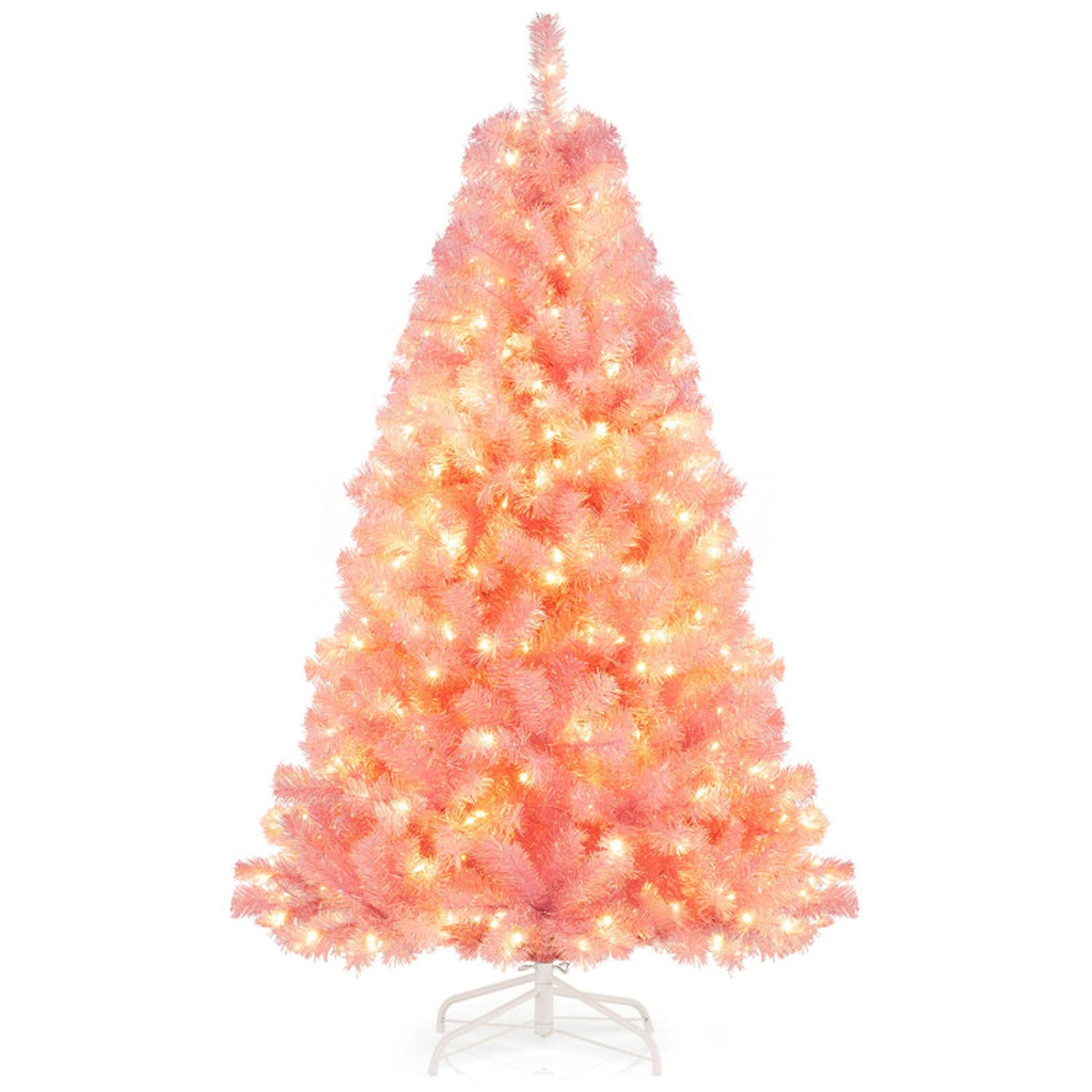 SUGIFT 6-ft Pre-Lit Tinsel Christmas Tree Artificial Xmas Tree with 688 Branch Tips 250 Warm White LEDs Multi-Color Reflective Films 8 Modes Deep Purple