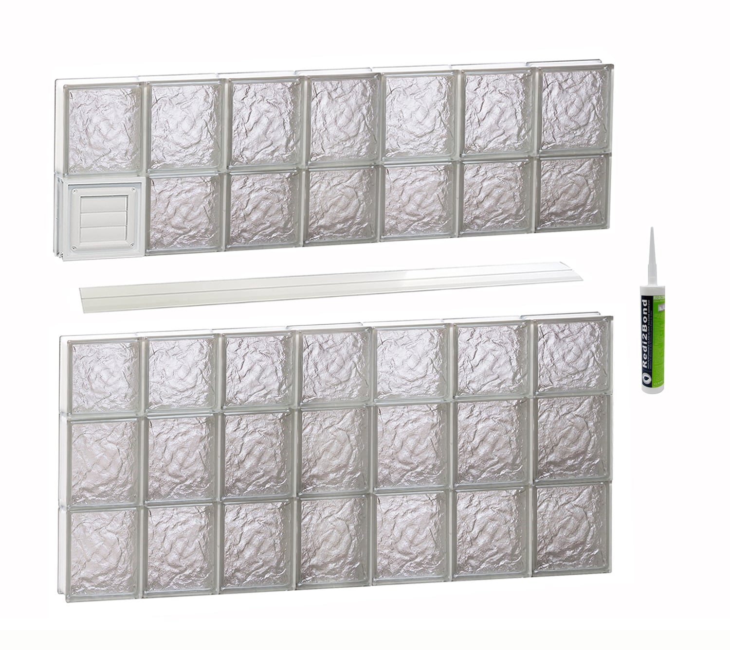 REDI2SET D4236IS Ice Glass 40-1/4-in x 34-3/4-in Frameless Replacement Dryer vent Glass Block Window