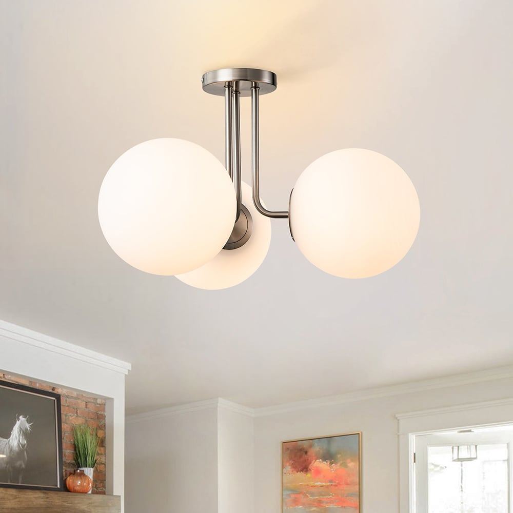 EDISLIVE Y81010000044078 Lueck 3 -Light 22-in Nickel Semi Flush Mount Light