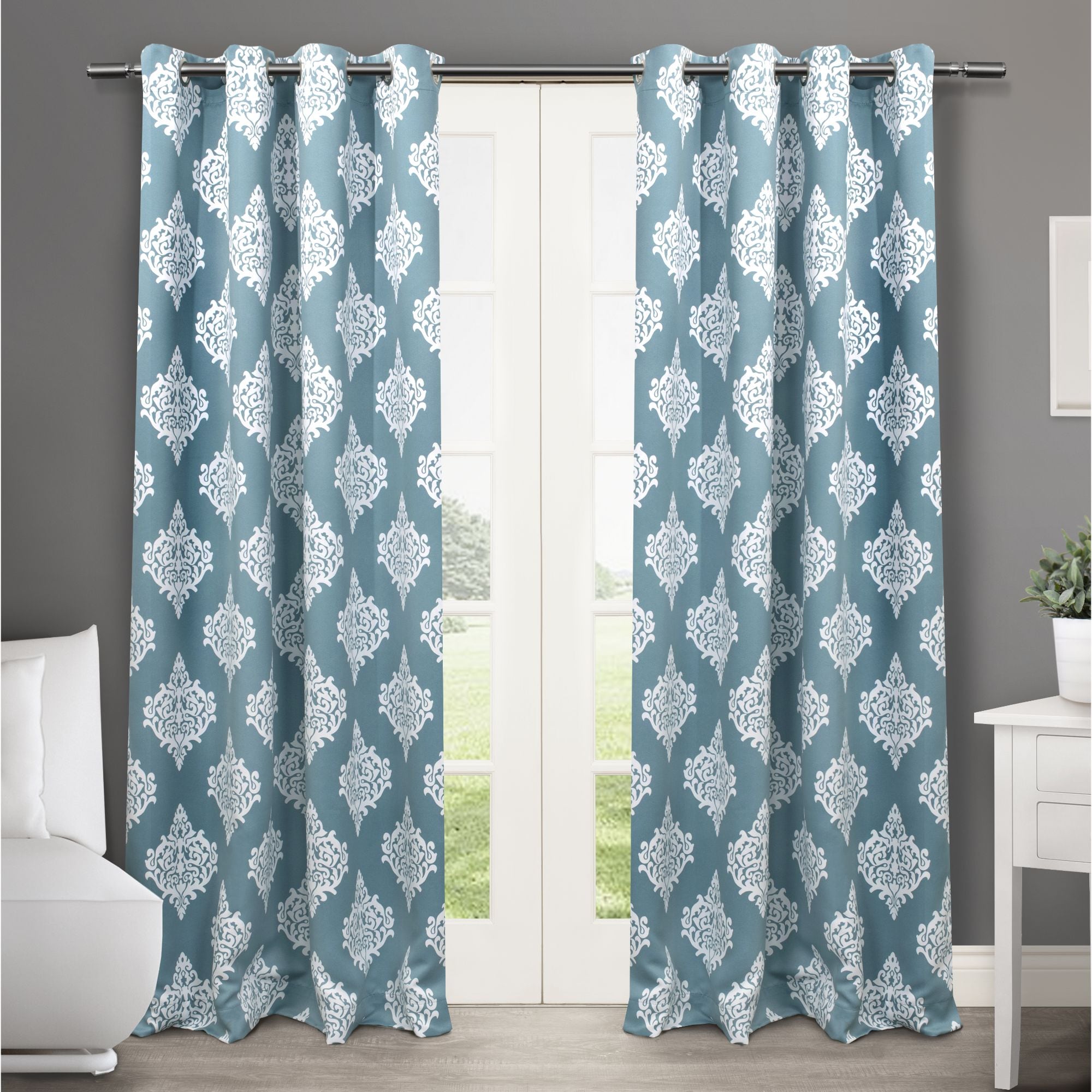 Teal Polyester Blackout Grommet Top Curtain Panels, 52" x 84"