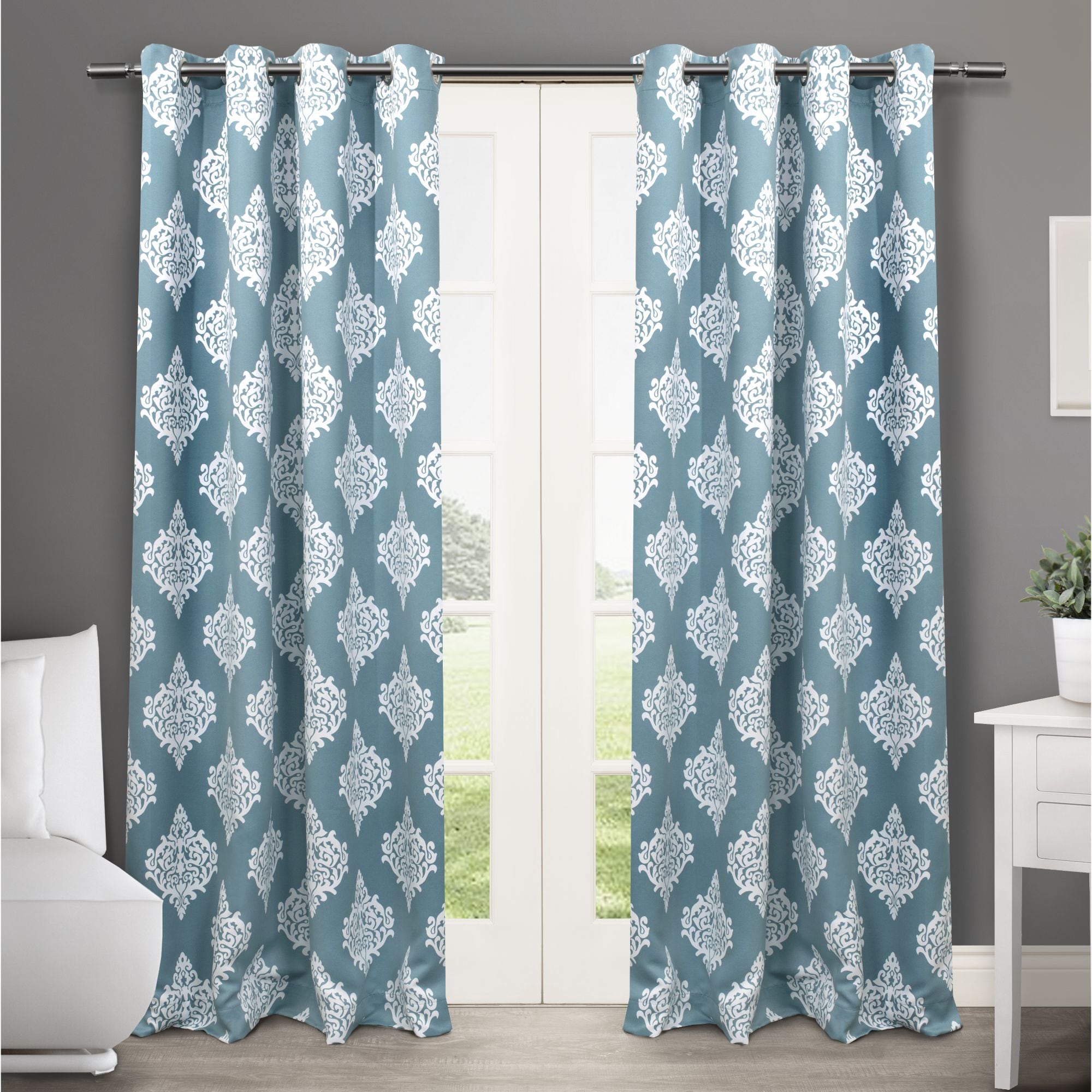 Exclusive Home 84-in Teal Room Darkening Interlined Grommet Curtain ...