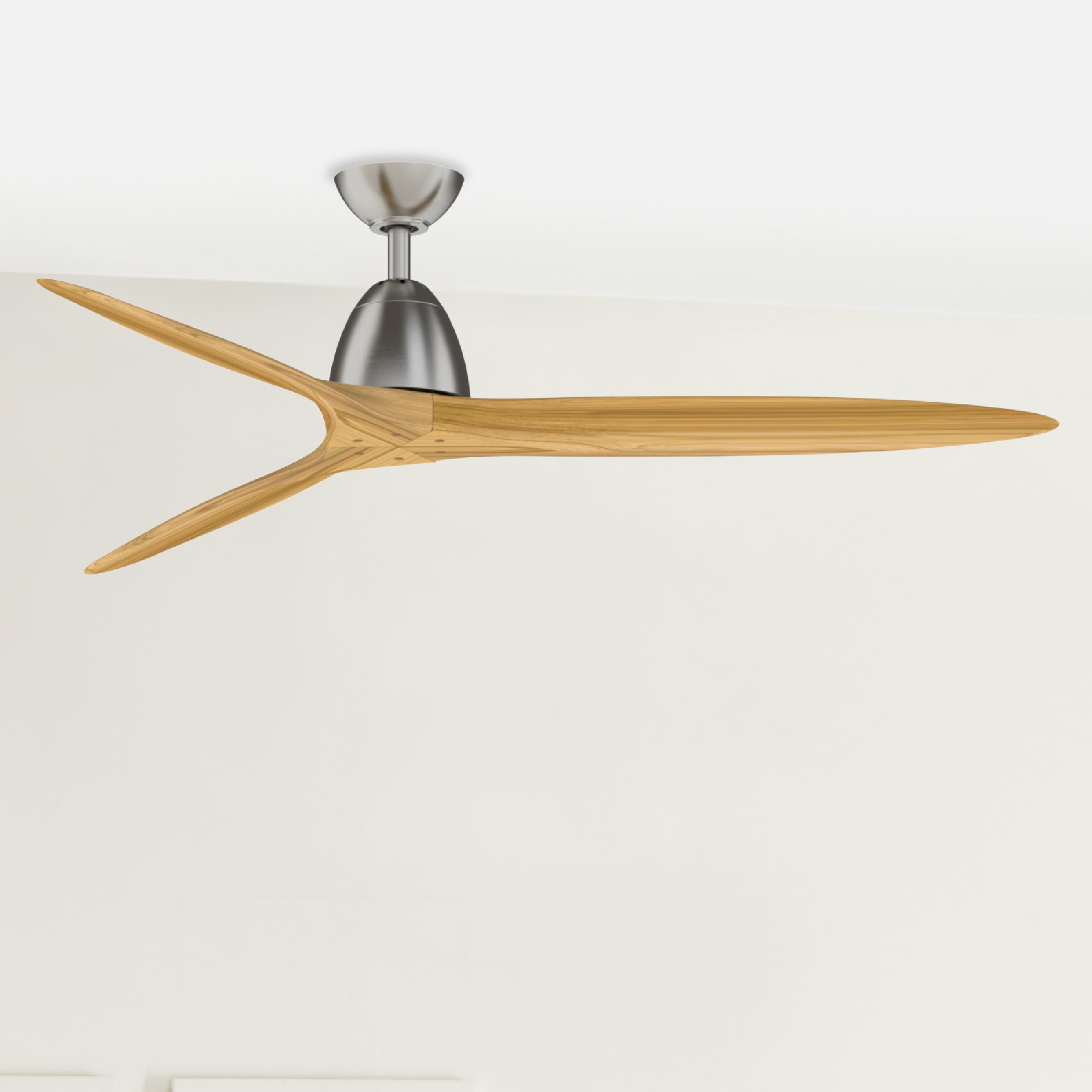 Fanimation Studio Collection LP8323LBN Prop 60-in Brushed Nickel with Natural Blades Ceiling Fan Without Light - Remote Included ( 3 -Blade )