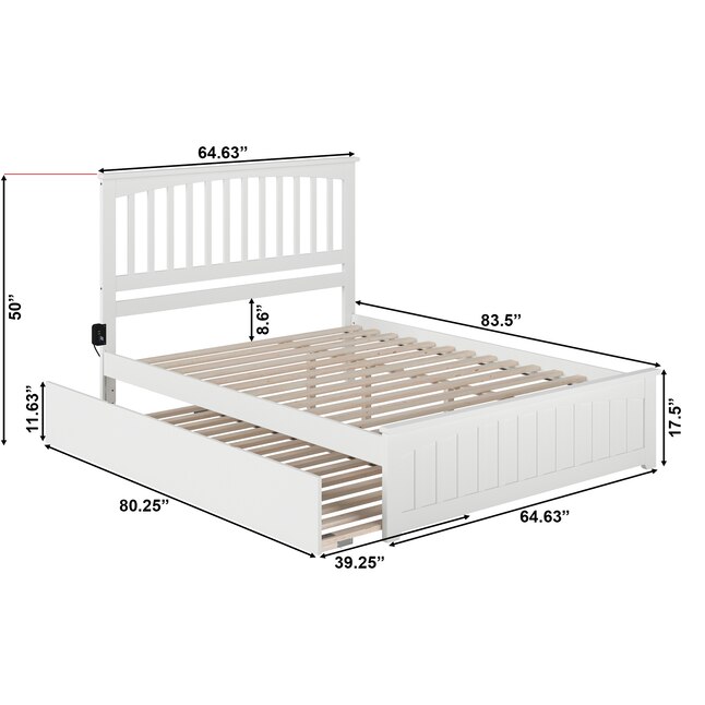AFI Furnishings Mission White Queen Wood Trundle Bed in the Beds ...