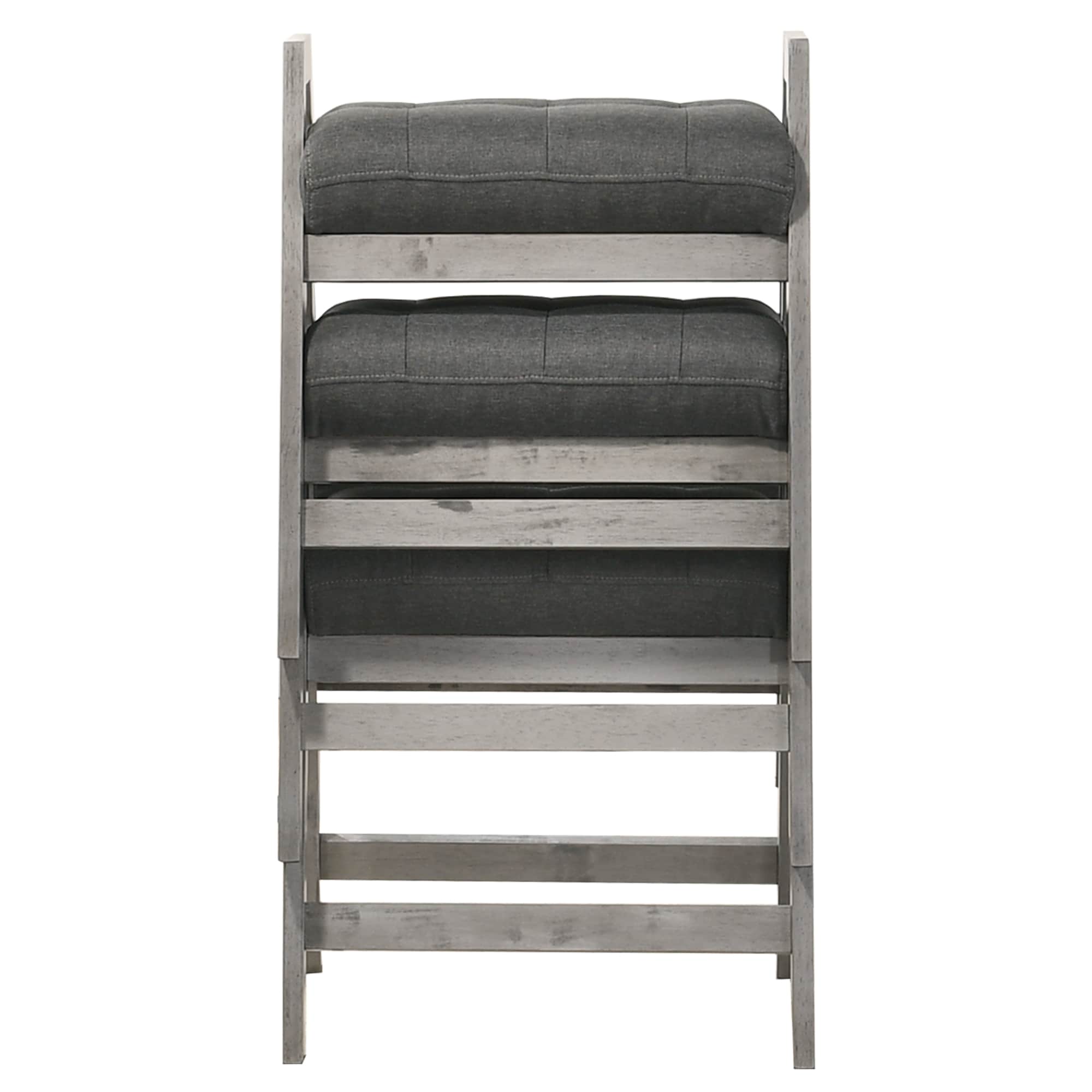 Picket House Furnishings CDJM300STE 22.68-in H Grey/White Rectangular Makeup Vanity Stool