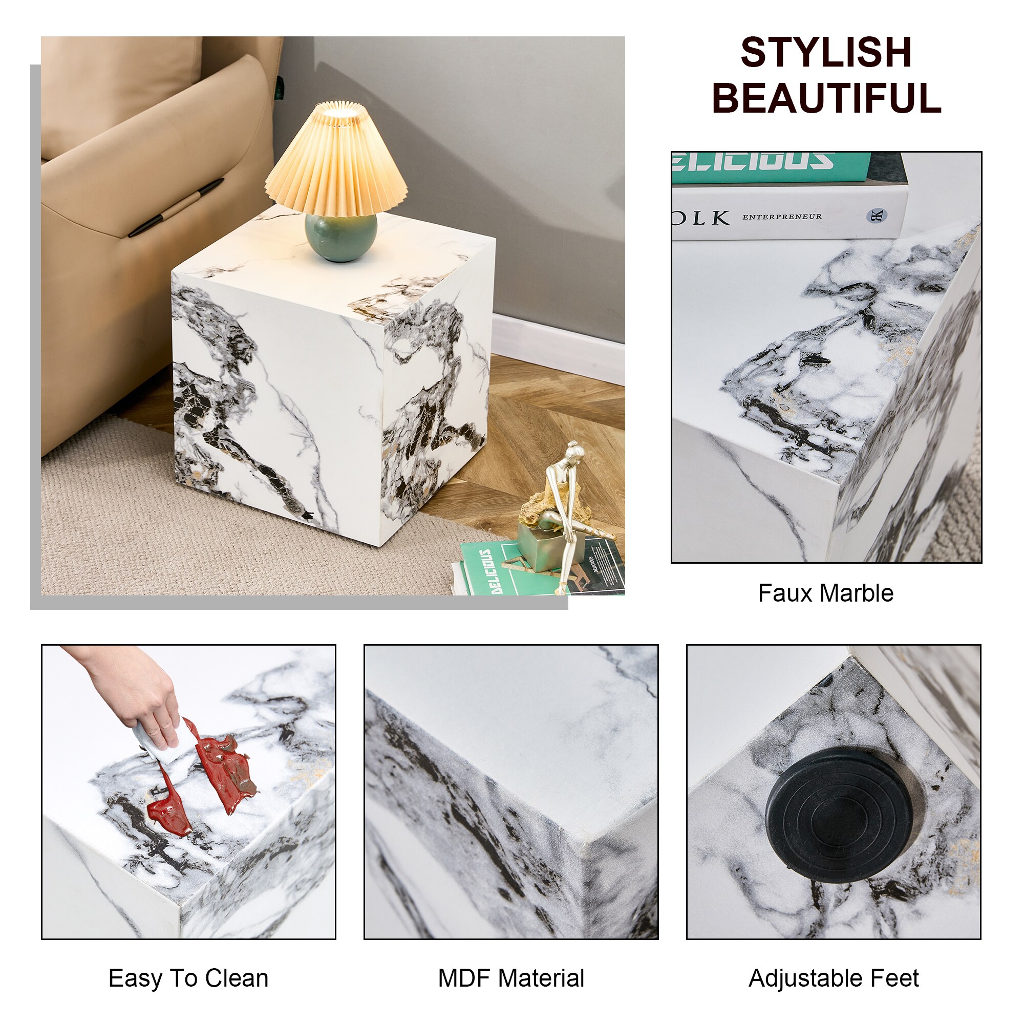 LUXEYARD Modern white MDFandsticker material cube stylish texture ...