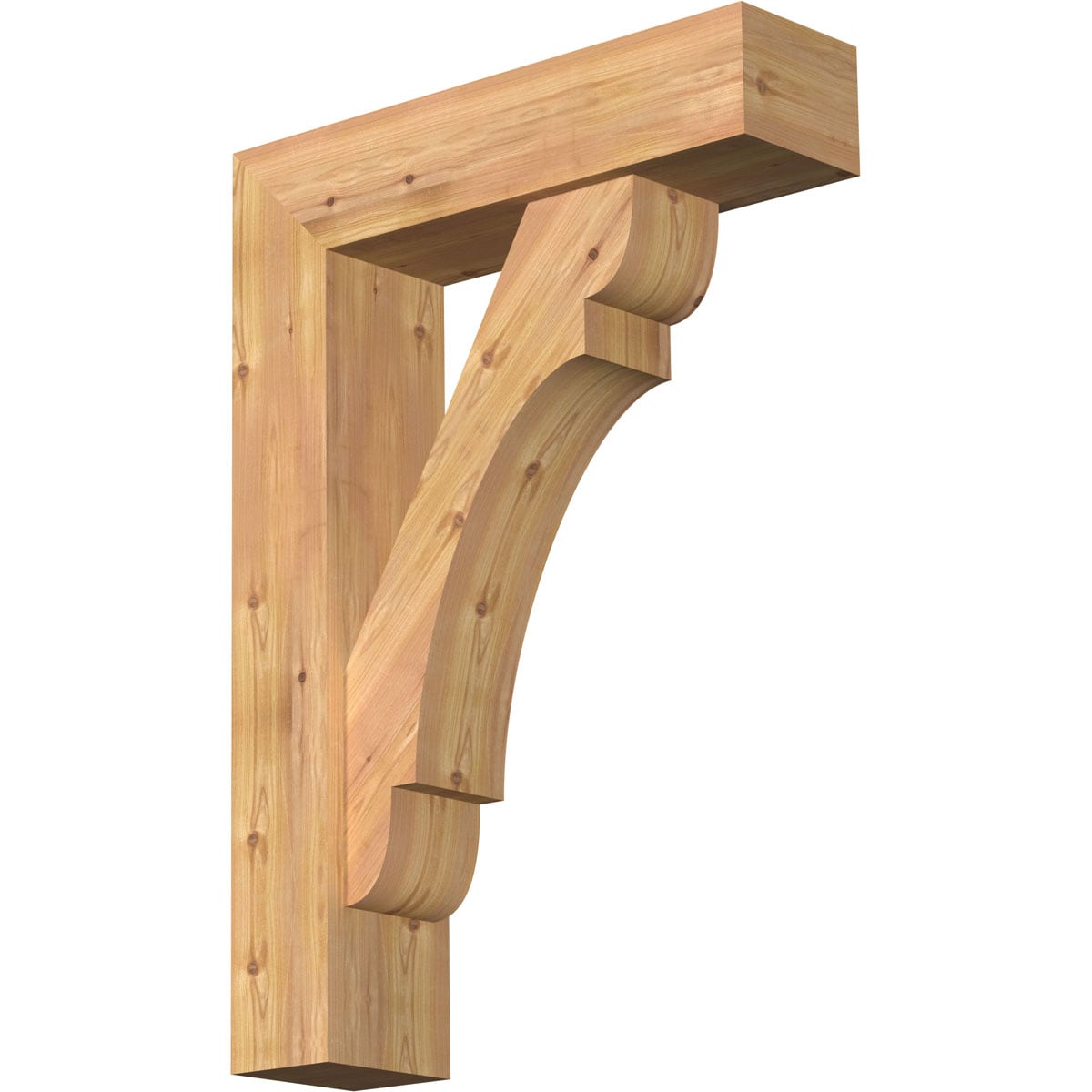 Ekena Millwork 1463585 Olympic Block Smooth Bracket with Offset Brace Western Red Cedar Wood Standard Bracket