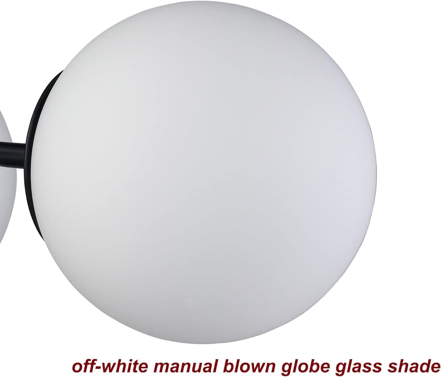 Opal Matte Black and White Glass Globe LED Semi-Flush Mount Light