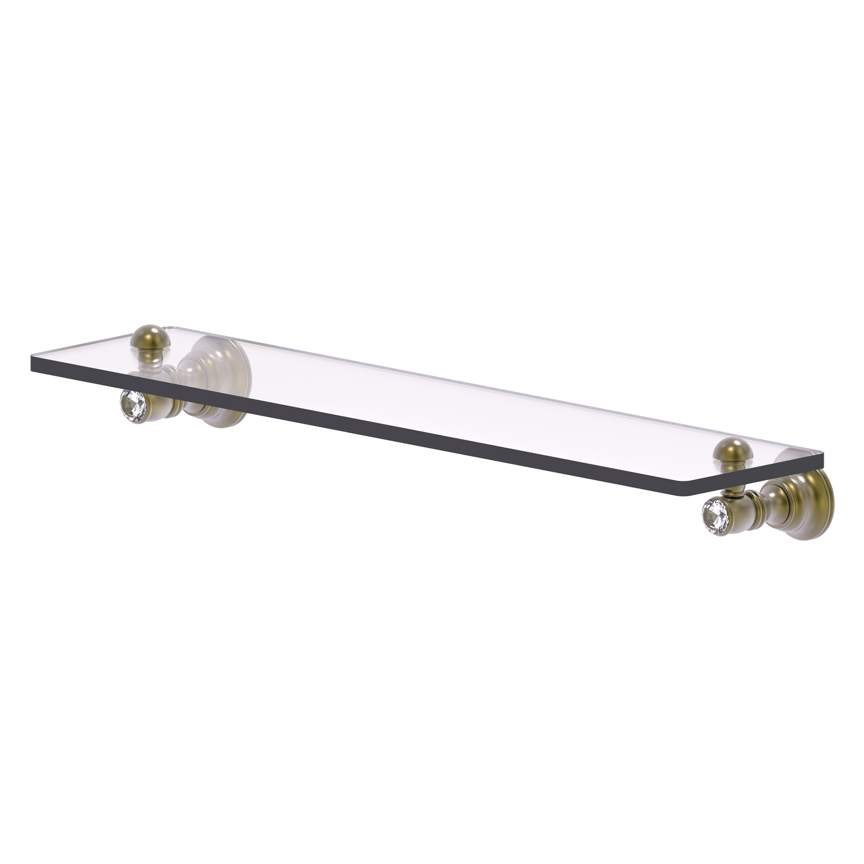 Allied Brass CC-1-22-ABR Carolina Crystal Antique Brass Wall mount Bathroom Shelf ( 22-in x 2.4-in x 5-in )