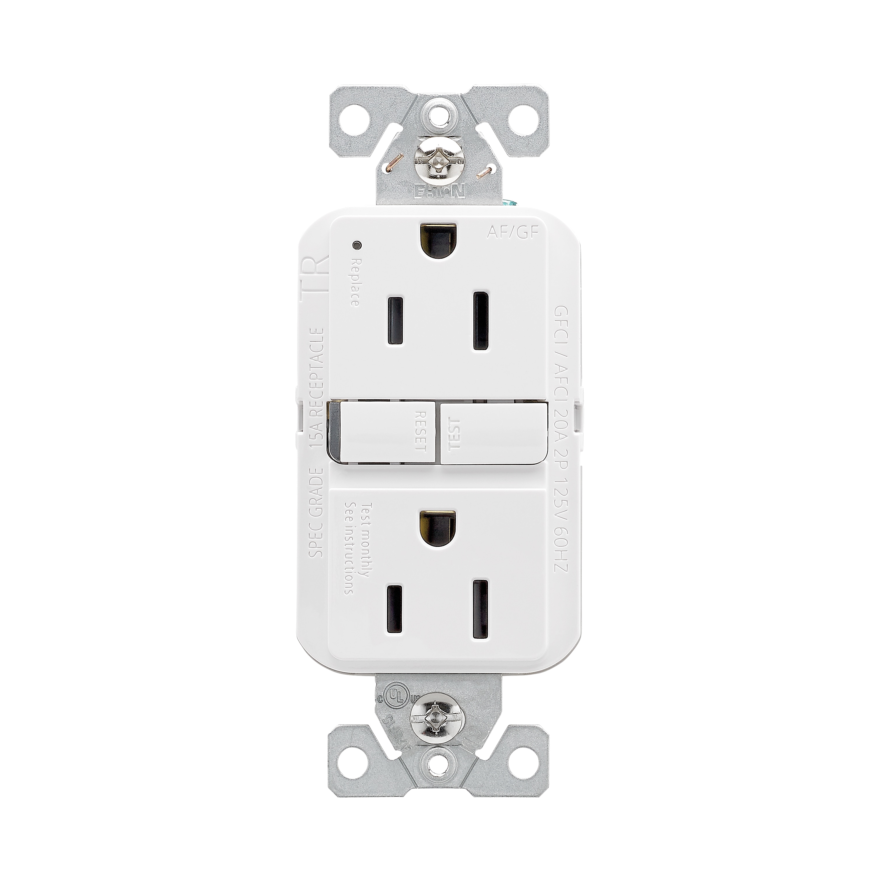 Eaton TRAG15W-BX-LW 15 -Amp 125-volt Tamper Resistant AFCI GFCI Residential/Commercial Decorator Outlet , White