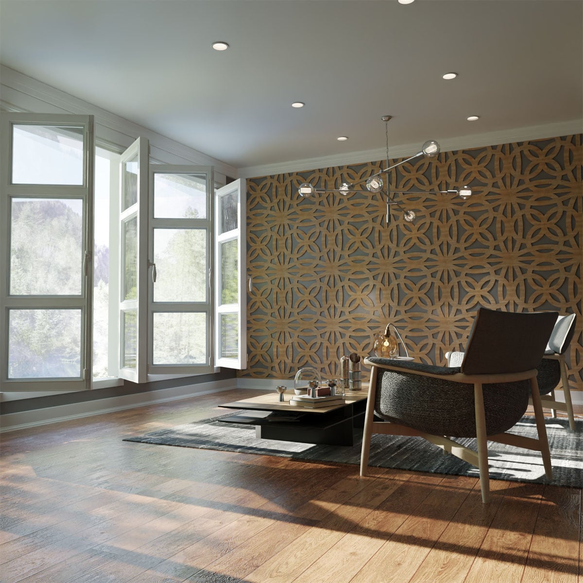 Ekena Millwork WALW24X24X0250BYTAL 23-3/8-in x 23-3/8-in Smooth Paintable/Stainable Wood Fretwork Wall Panel (