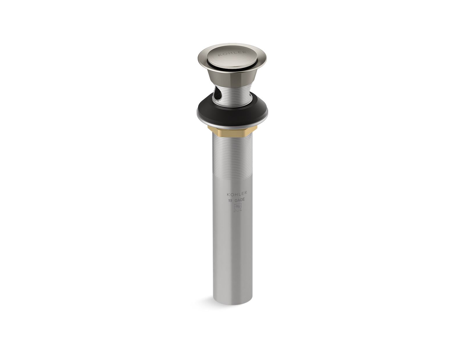 KOHLER Clicker Drain with Overflow in Vibrant Brushed Nickel
