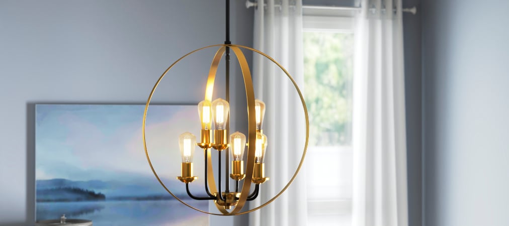 Randolph 24'' Black and Brass Globe Chandelier