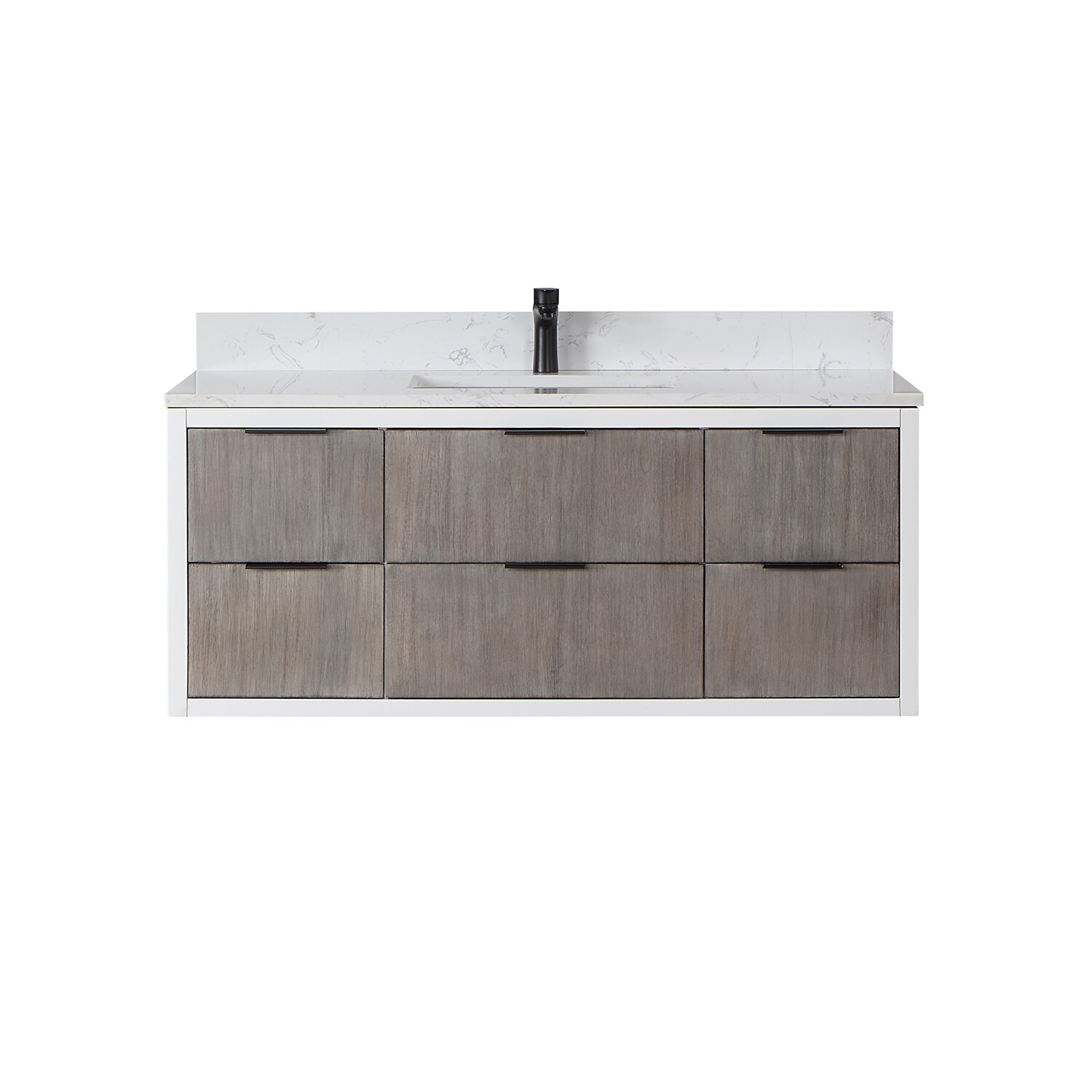 Altair 547048-CR-AW-NM Dione 48-in Classical Gray Undermount Single Sink Bathroom Vanity with Aosta White Engineered Marble Top