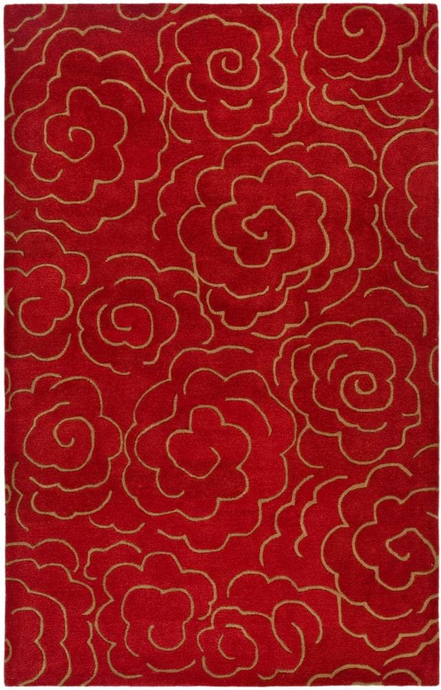 Safavieh SOH812A-6 Soho Obris 6 x 9 (ft) Tufted Wool Red Rectangular Indoor Abstract Area rug