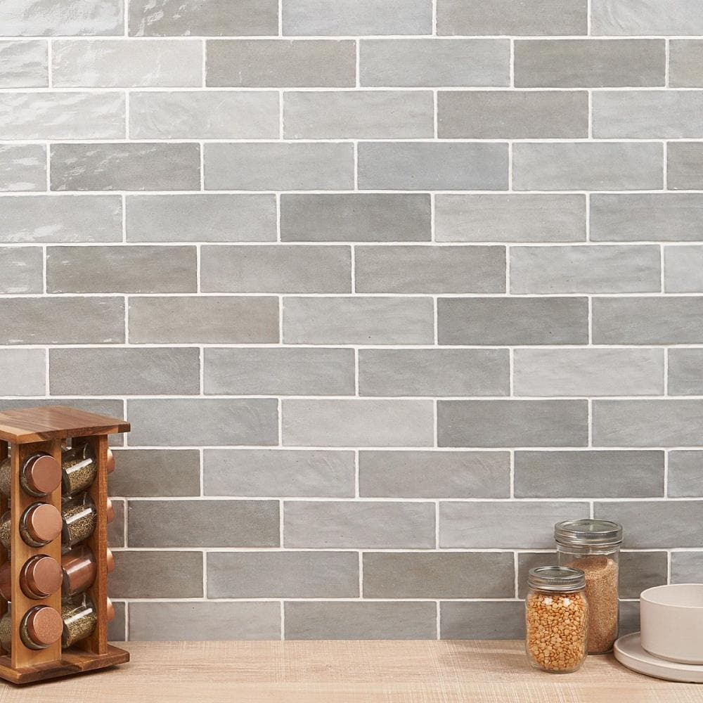 Artmore Tile Montego 36-Pack Gray 3-in x 8-in Polished Ceramic Subway ...