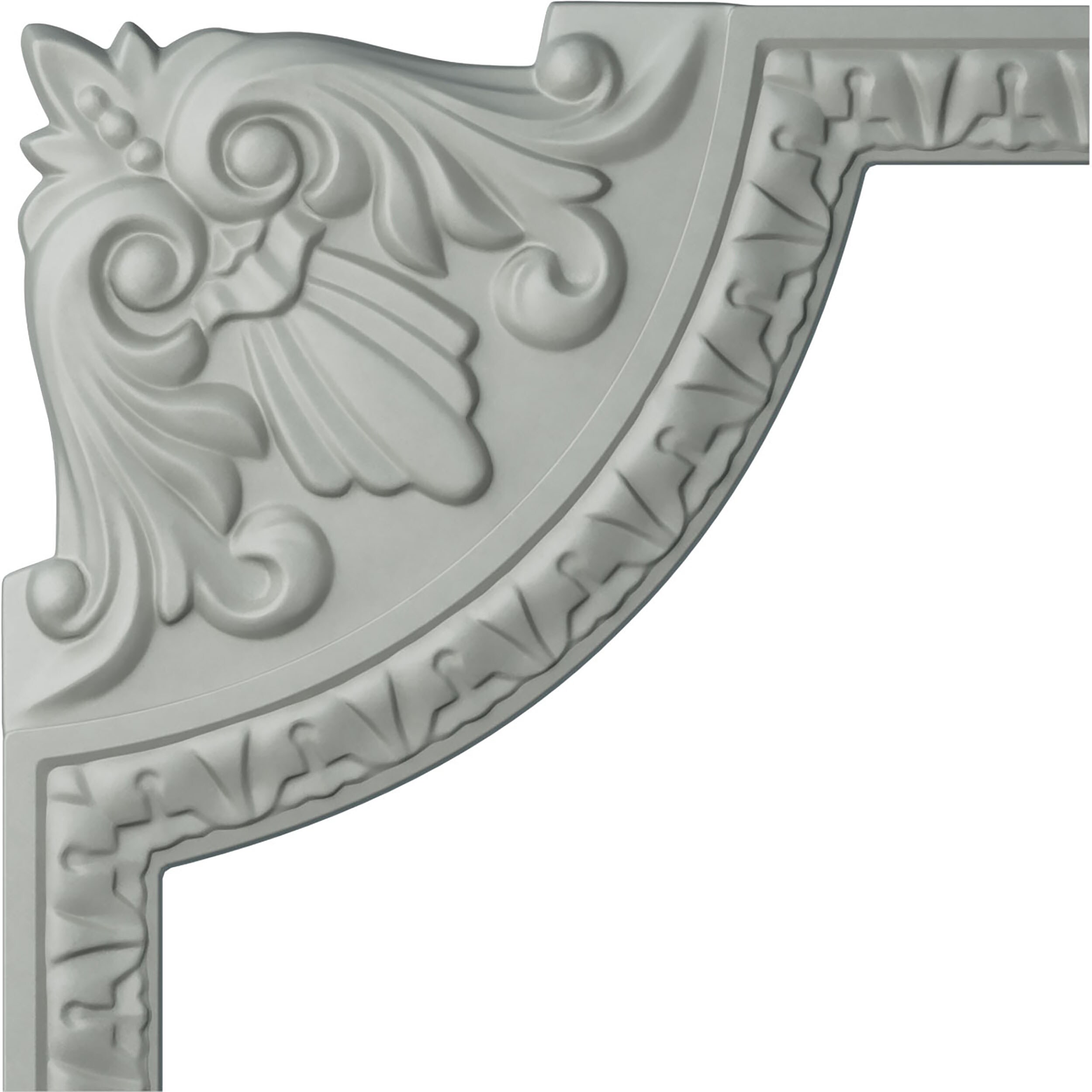 Ekena Millwork PML08X08NE Nexus Acanthus Leaf Primed Urethane Panel Corner Picture Frame Moulding
