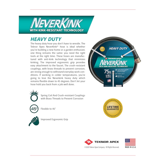 NeverKink Teknor Apex 5 8 in X 75 ft Heavy Duty Kink Free Vinyl Gray neverkink-teknor-apex-5-8-in-x-75-ft-heavy-duty-kink-free-vinyl-gray