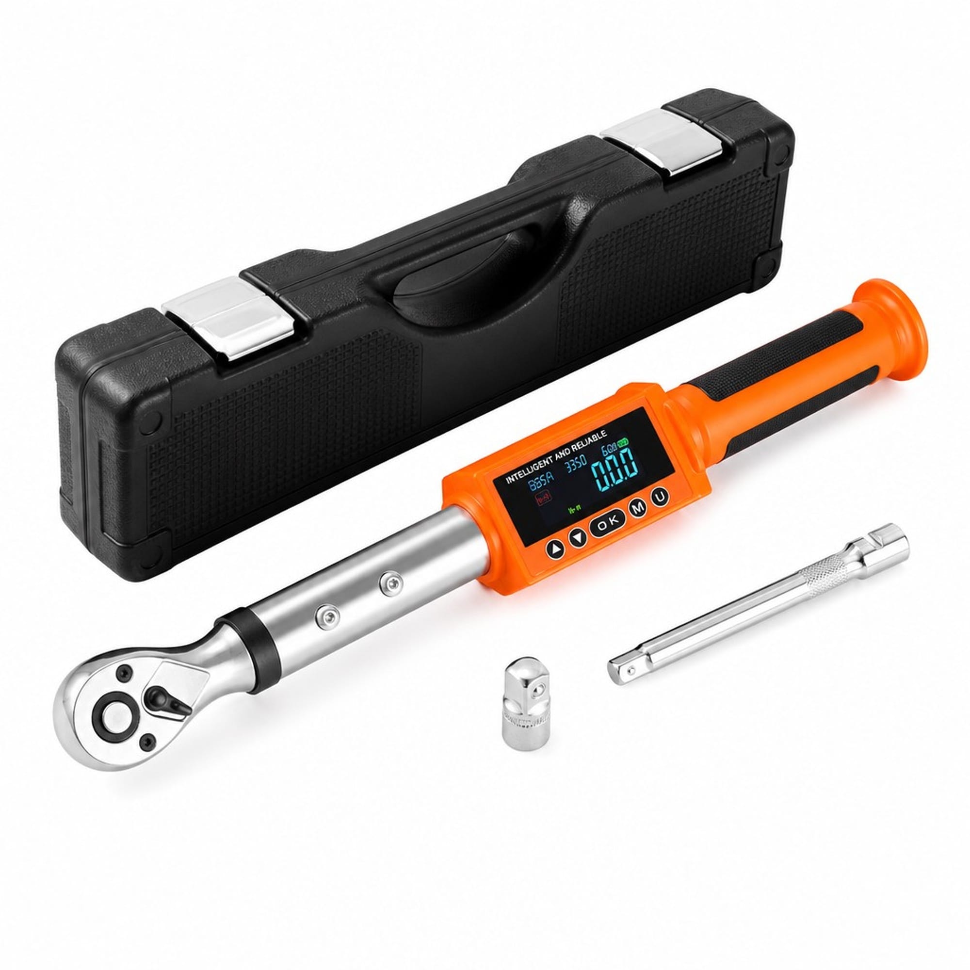 Numhew 13.8in L 3/8in Drive 72-Tooth Chrome Electronic Torque Wrench