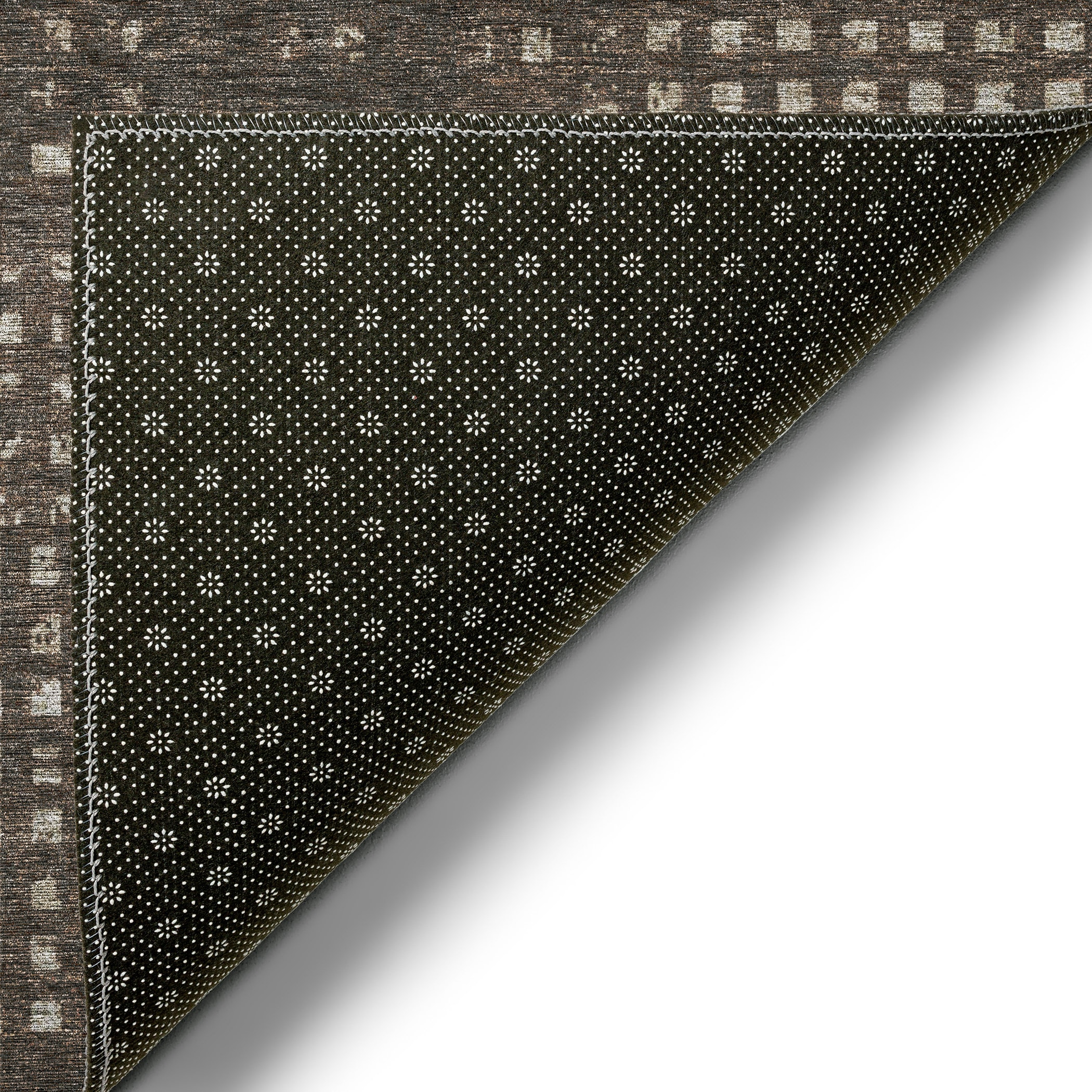 Brown Geometric Chenille 9' x 12' Washable Area Rug