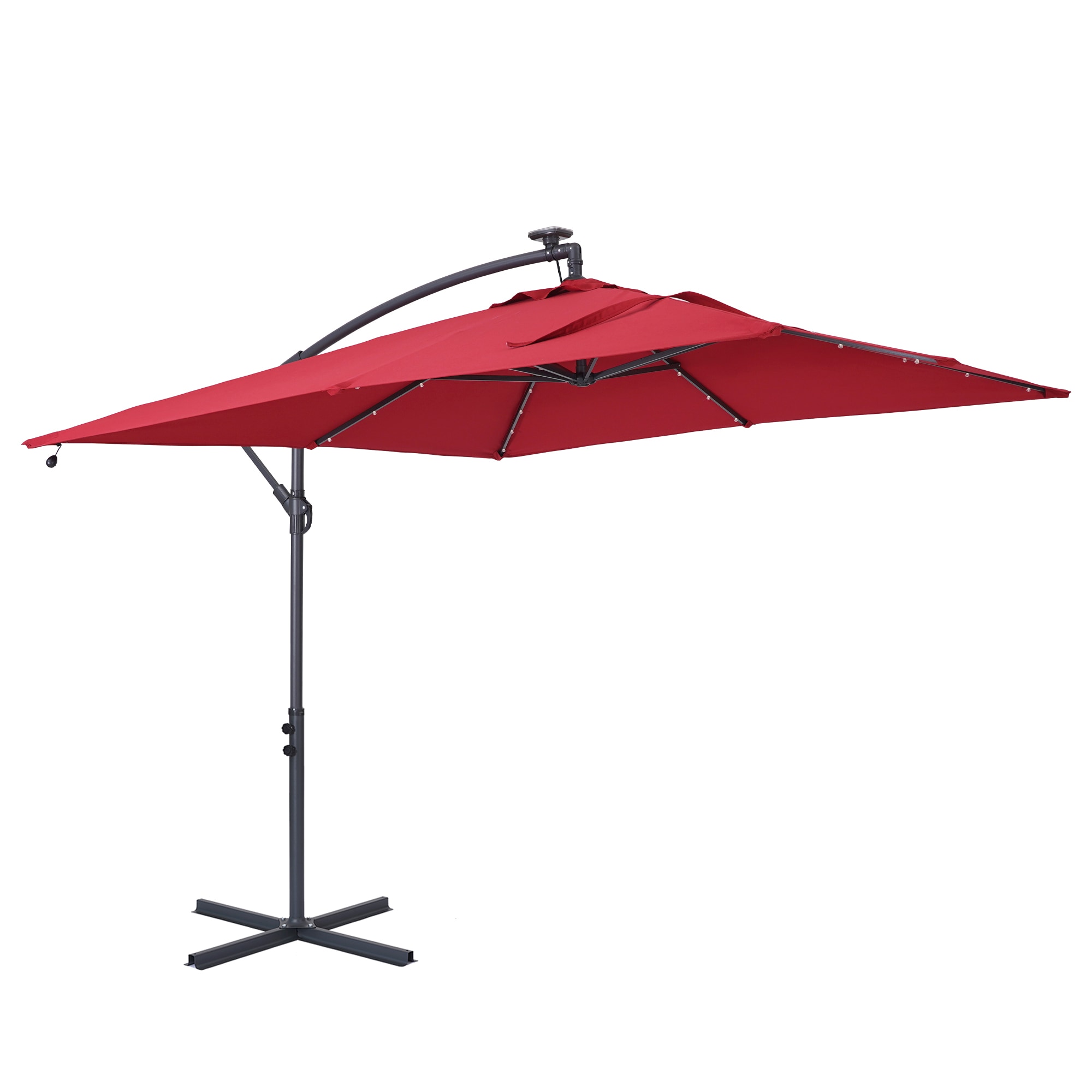 CASAINC WF-SM-250BL 8.5-ft Aluminum Red Crank Cantilever Patio Umbrella