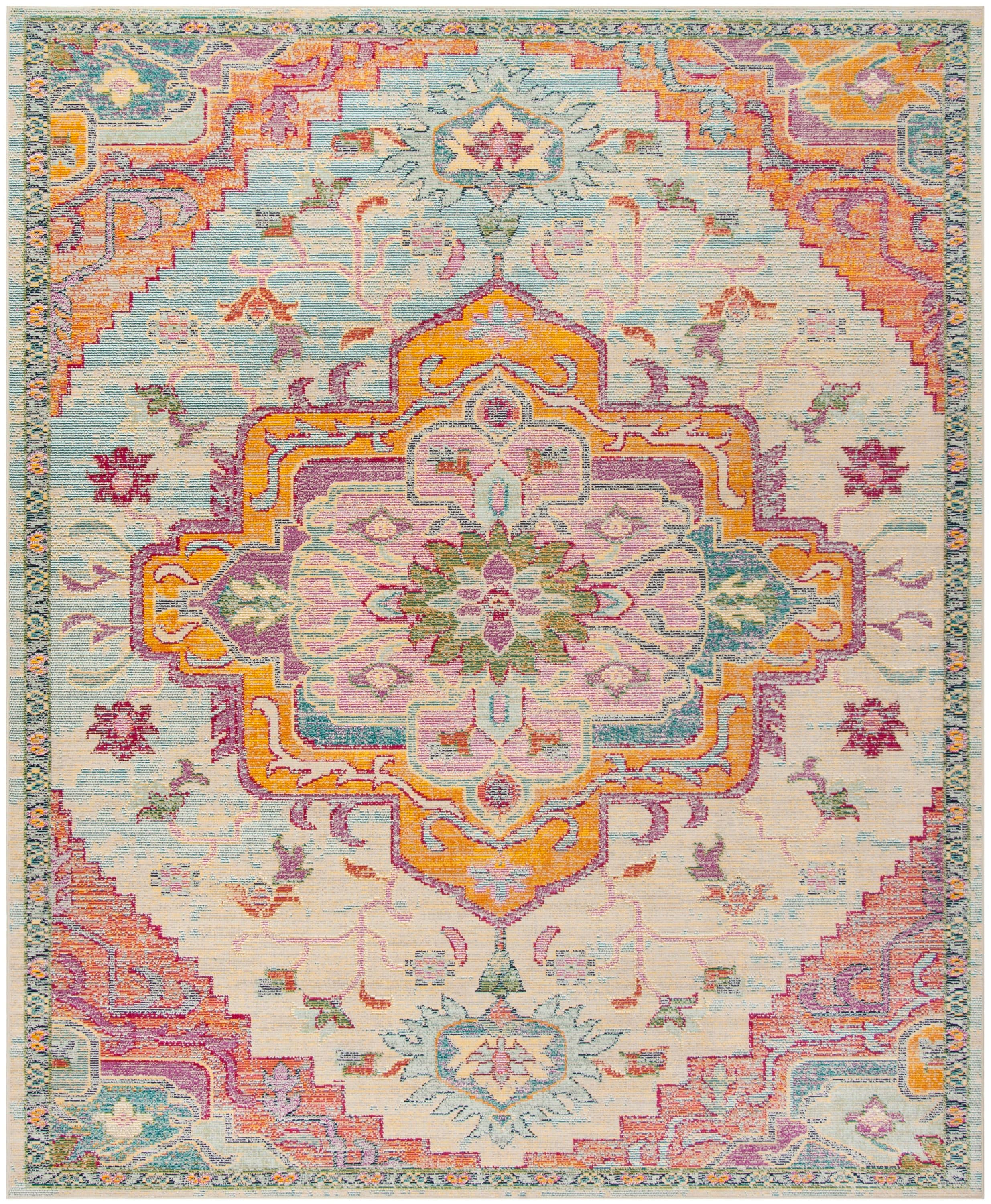 Safavieh CRS501B-9 Crystal Fable 9 X 12 (ft) Light Blue/Fuchsia Indoor Floral/Botanical Oriental Area Rug
