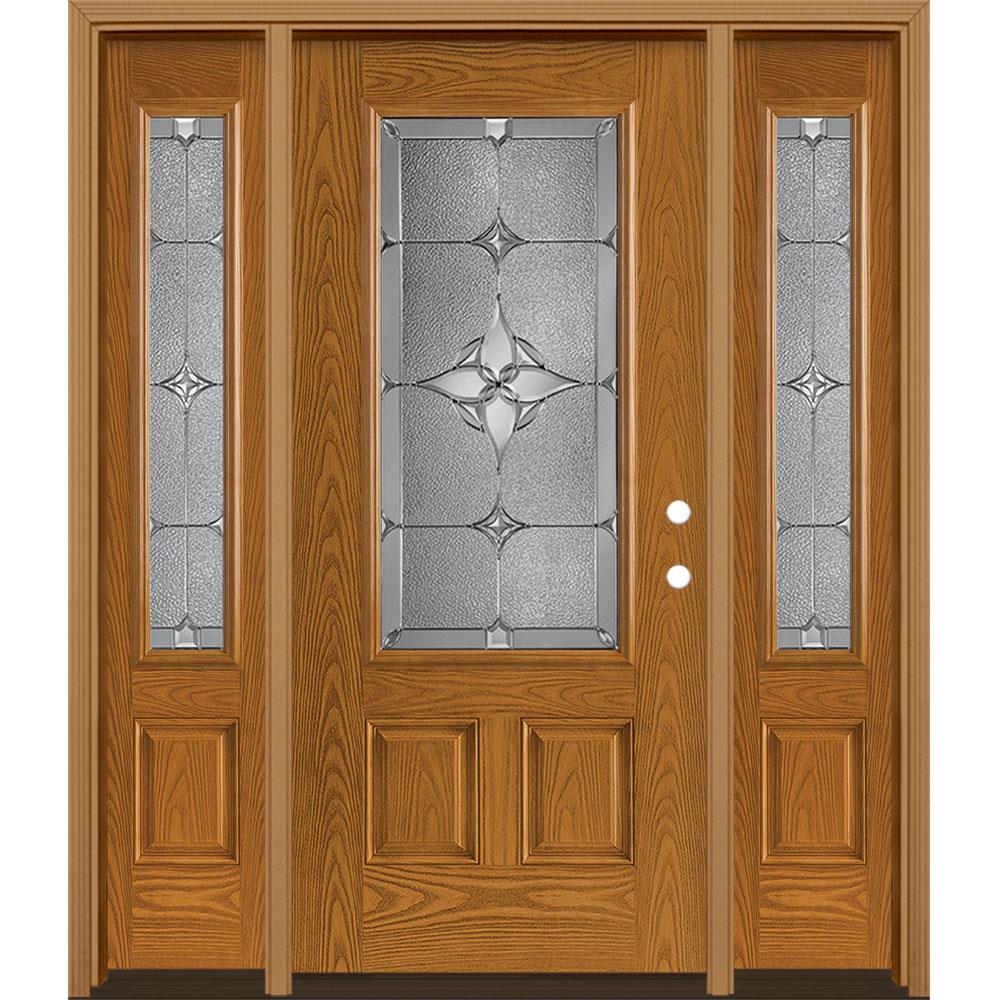 Masonite Astrid 64 In X 80 In Fiberglass 3 4 Lite Left Hand Inswing Oakcrest Stained Prehung