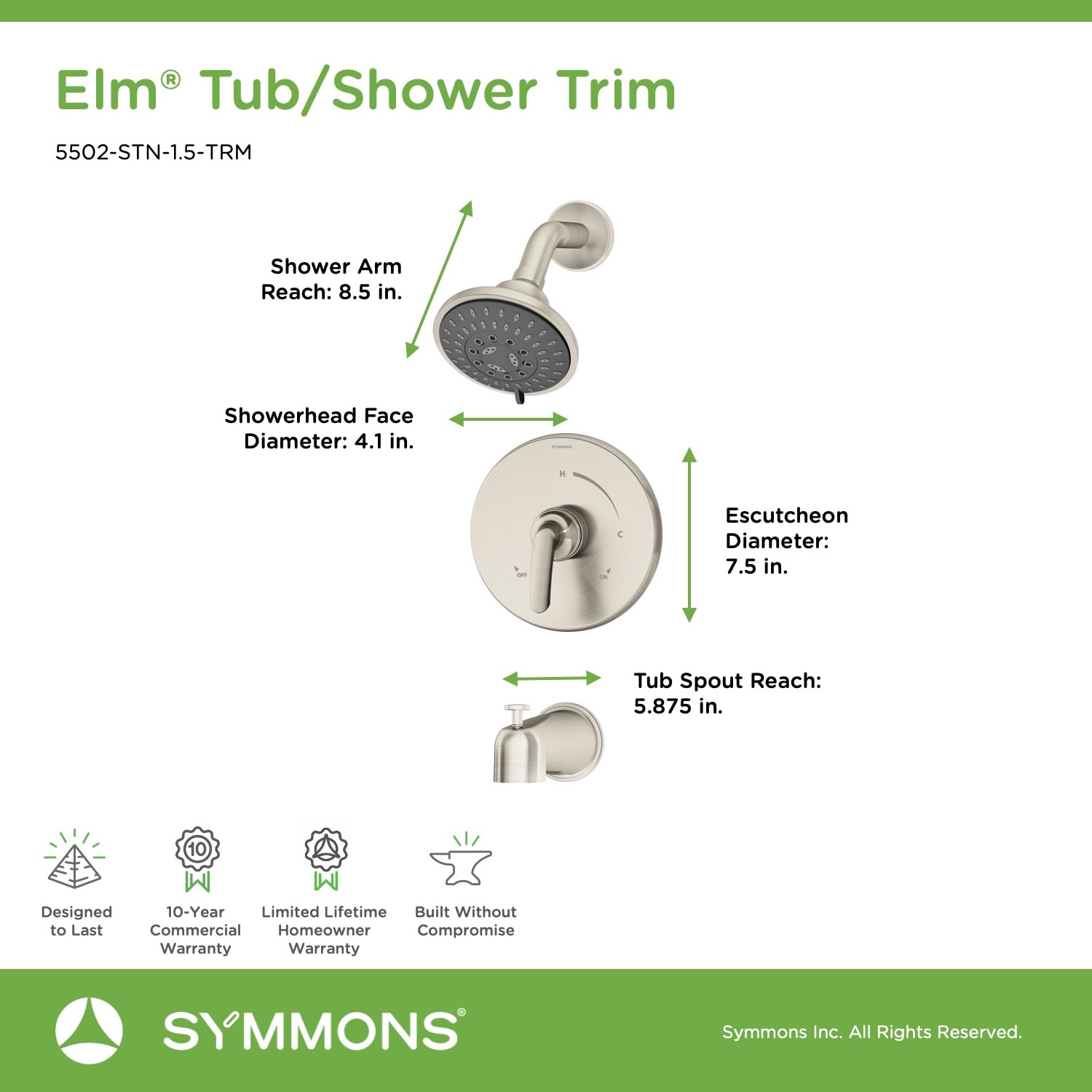 Symmons 5502-STN-1.5-TRM Tub-Shower-Faucets - View #3