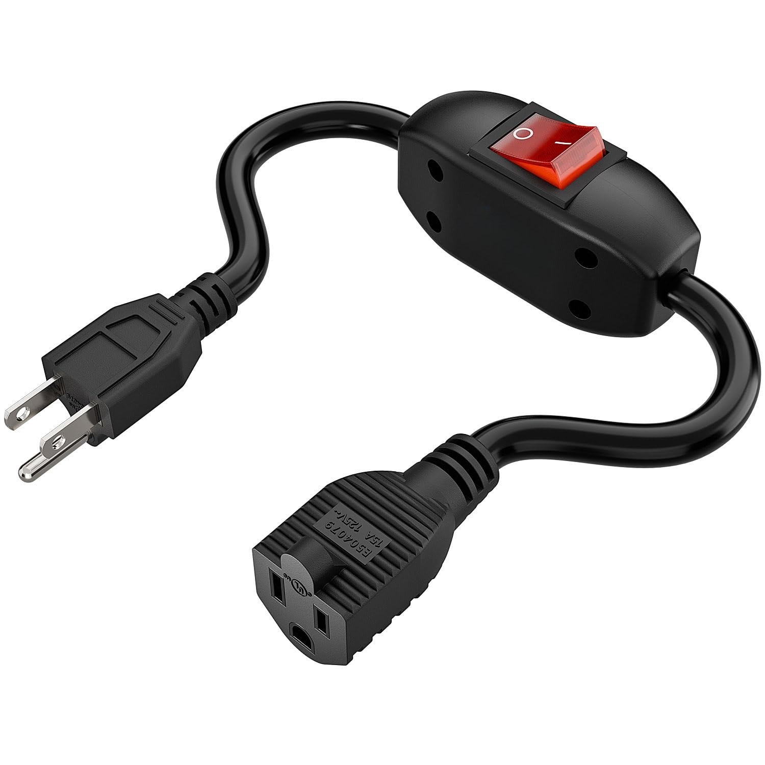 Vrbgify 1 Piece 3 Prong Inline On Off Switch Extension Cord 15 Amp 125 ...