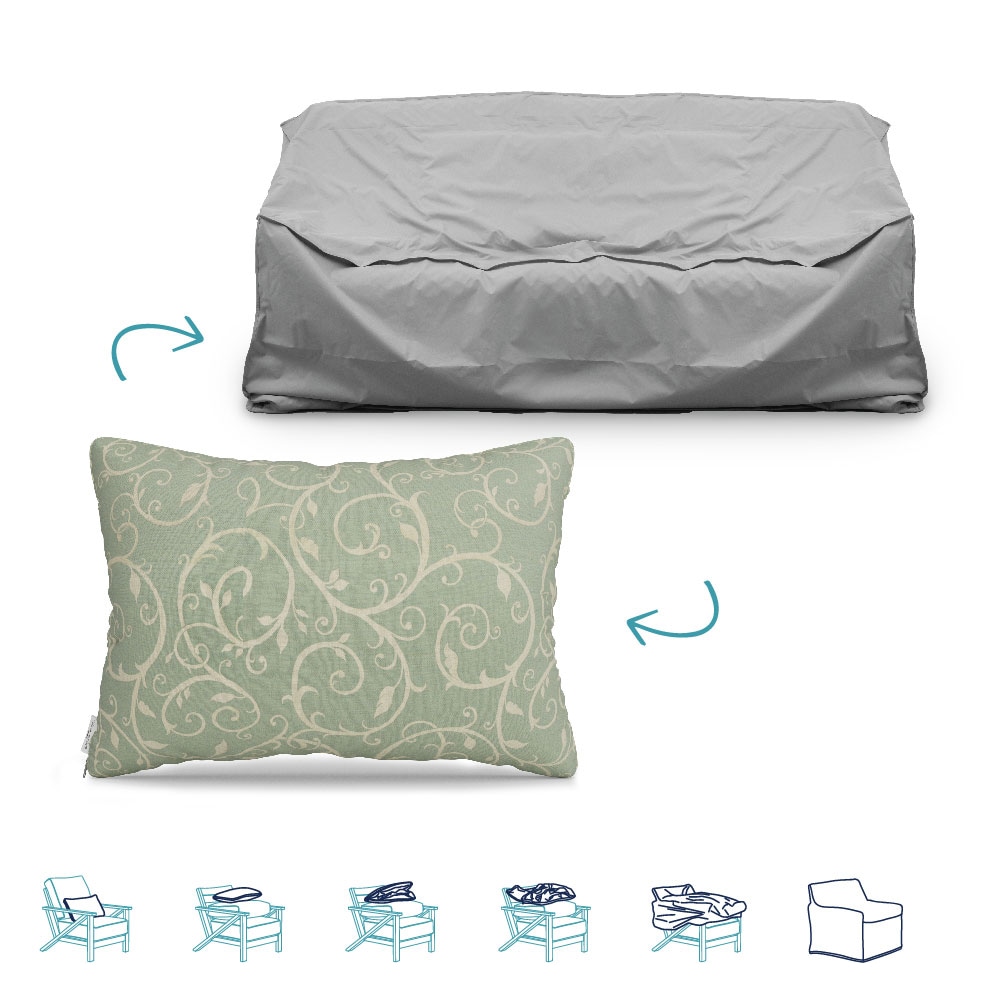 Pillow-to-Cover FH-P2C-SFL-CABHAZE Blue Polyester Patio Furniture Cover For Sofa