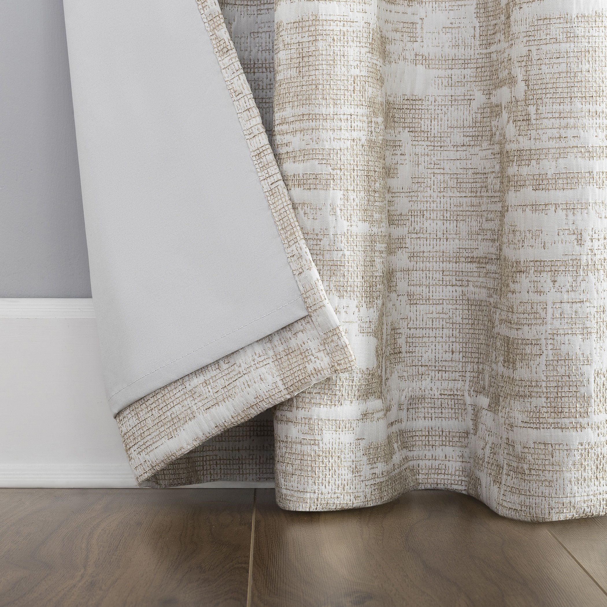 96" x 40" Beige Linen Blackout Grommet Curtain Panel