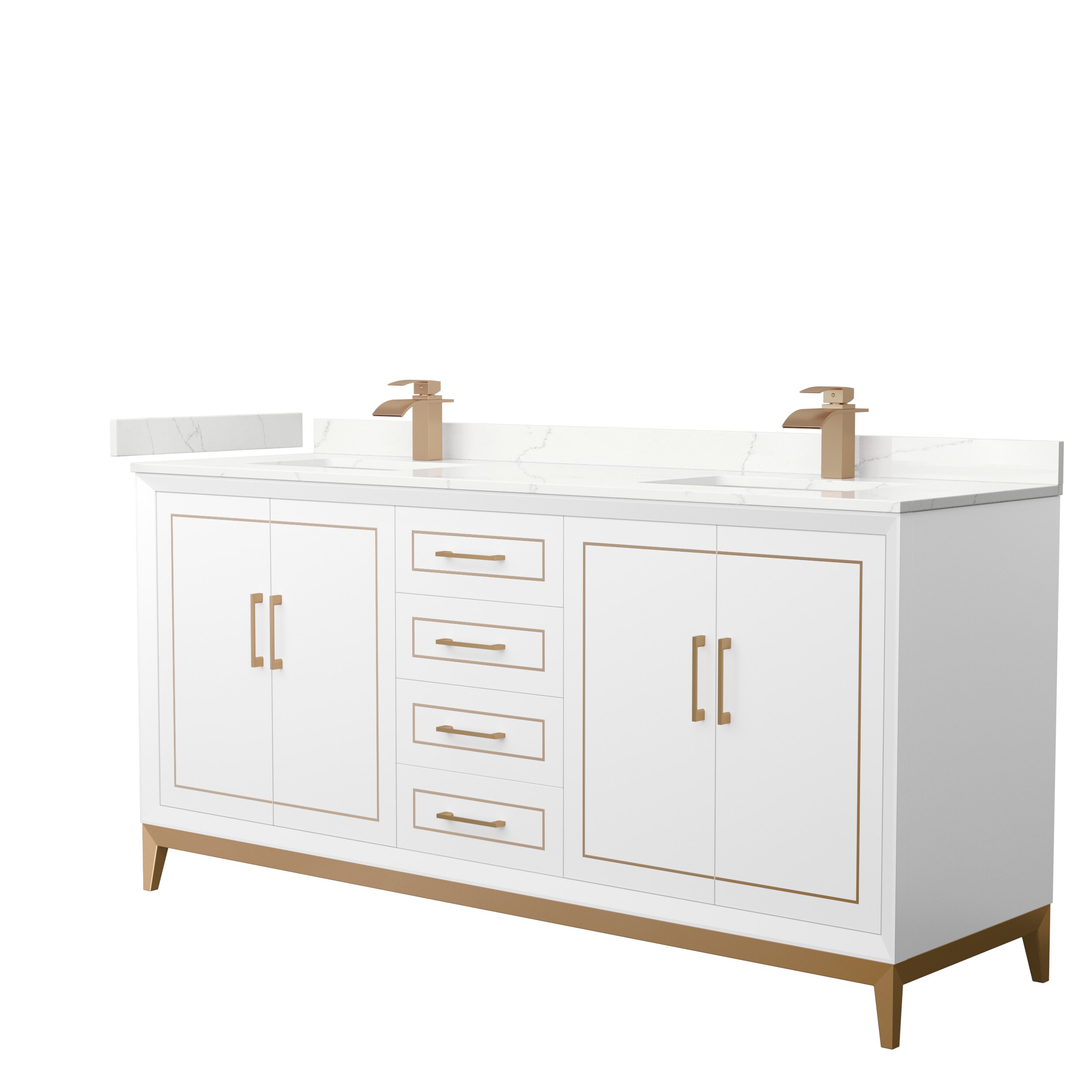 Wyndham Collection WCH515172DWZGTUNSMXX Marlena 72-in White Undermount Double Sink Bathroom Vanity with Giotto Quartz Top