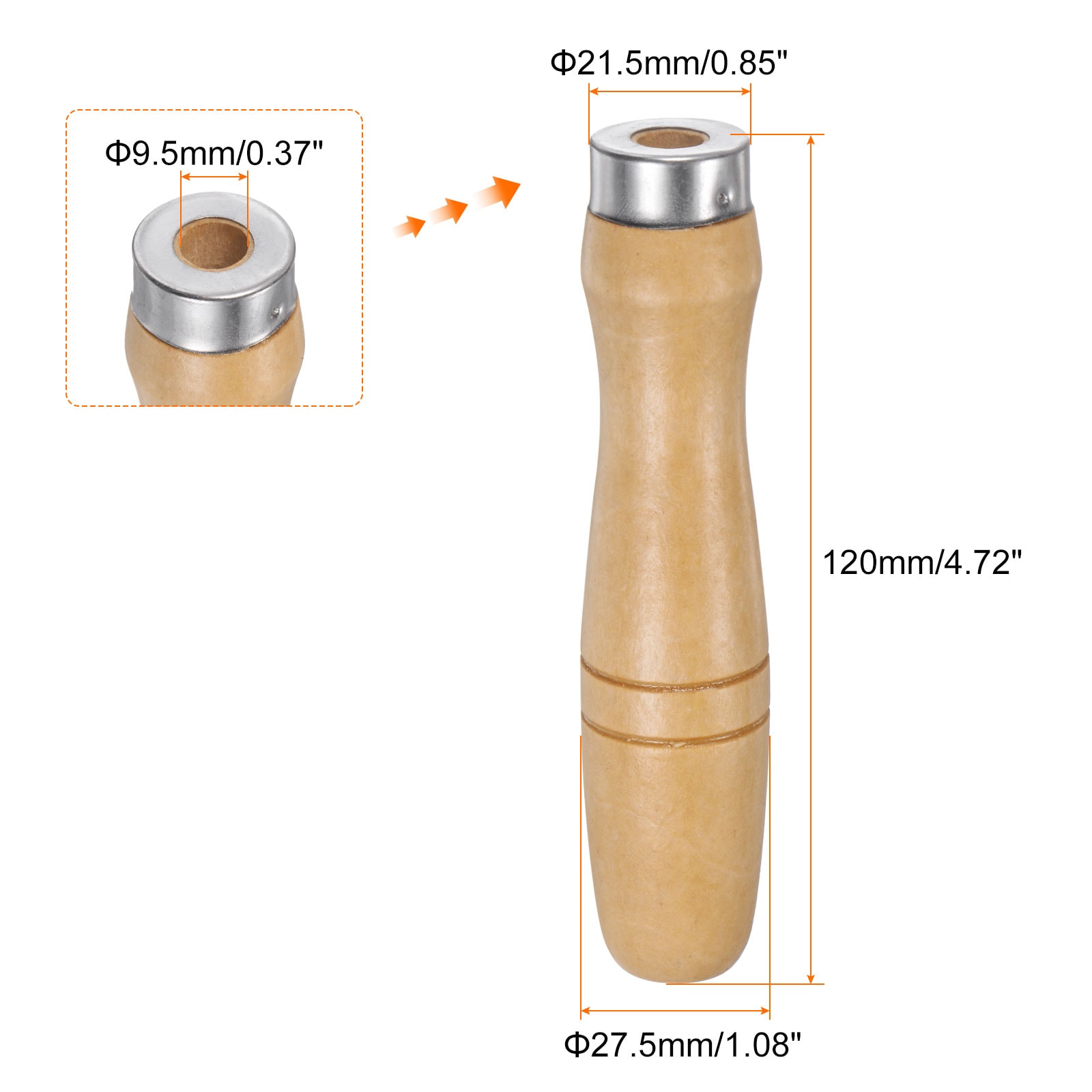 Harfington 3pcs Wooden File Handle 4.72 Inch 9.5mm Round Hole Ergonomic ...
