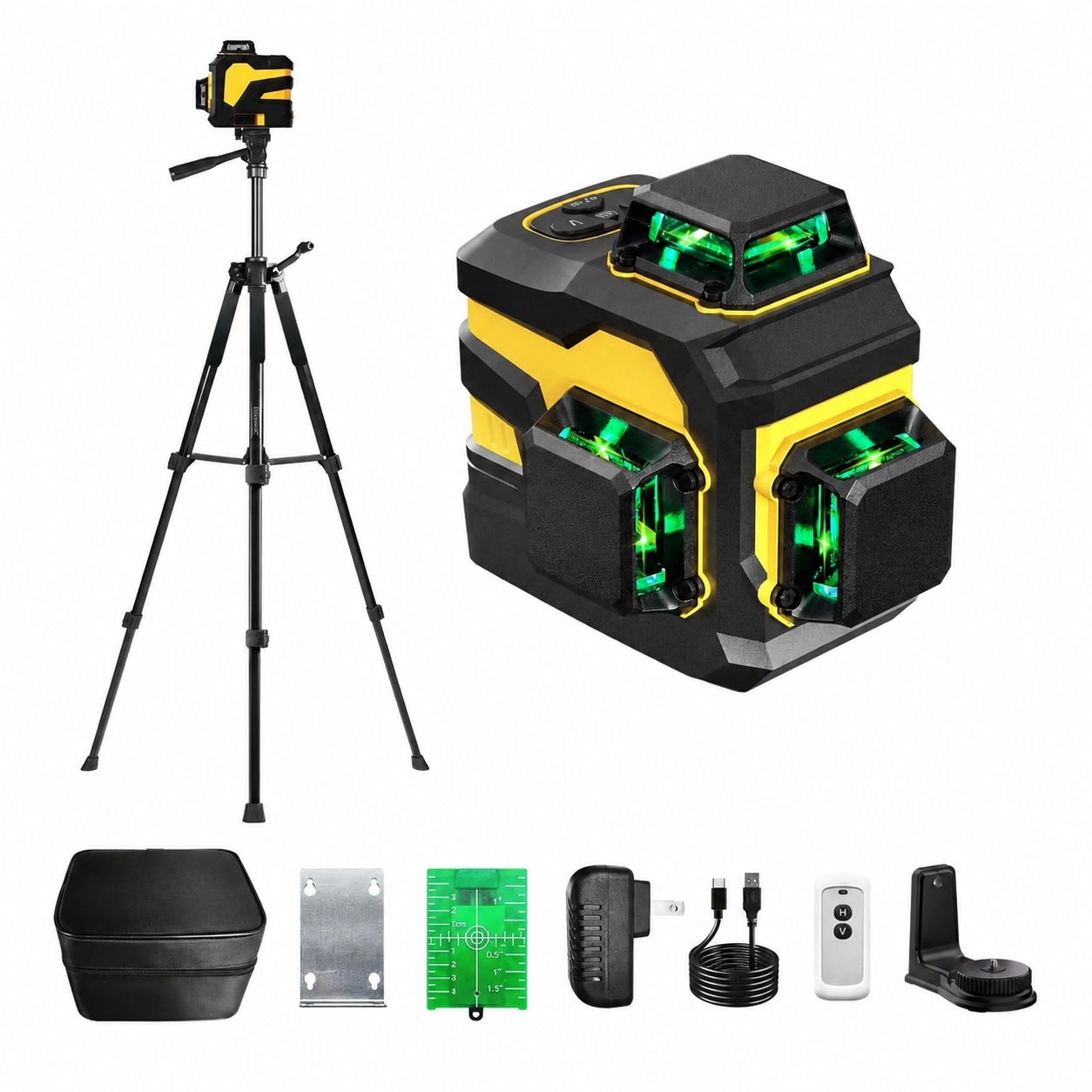KHKFY  Laser Level with Tripod 3x360 Cross Line Laser for Construction and Picture Hanging Level Tool with renewable power power cell Compact