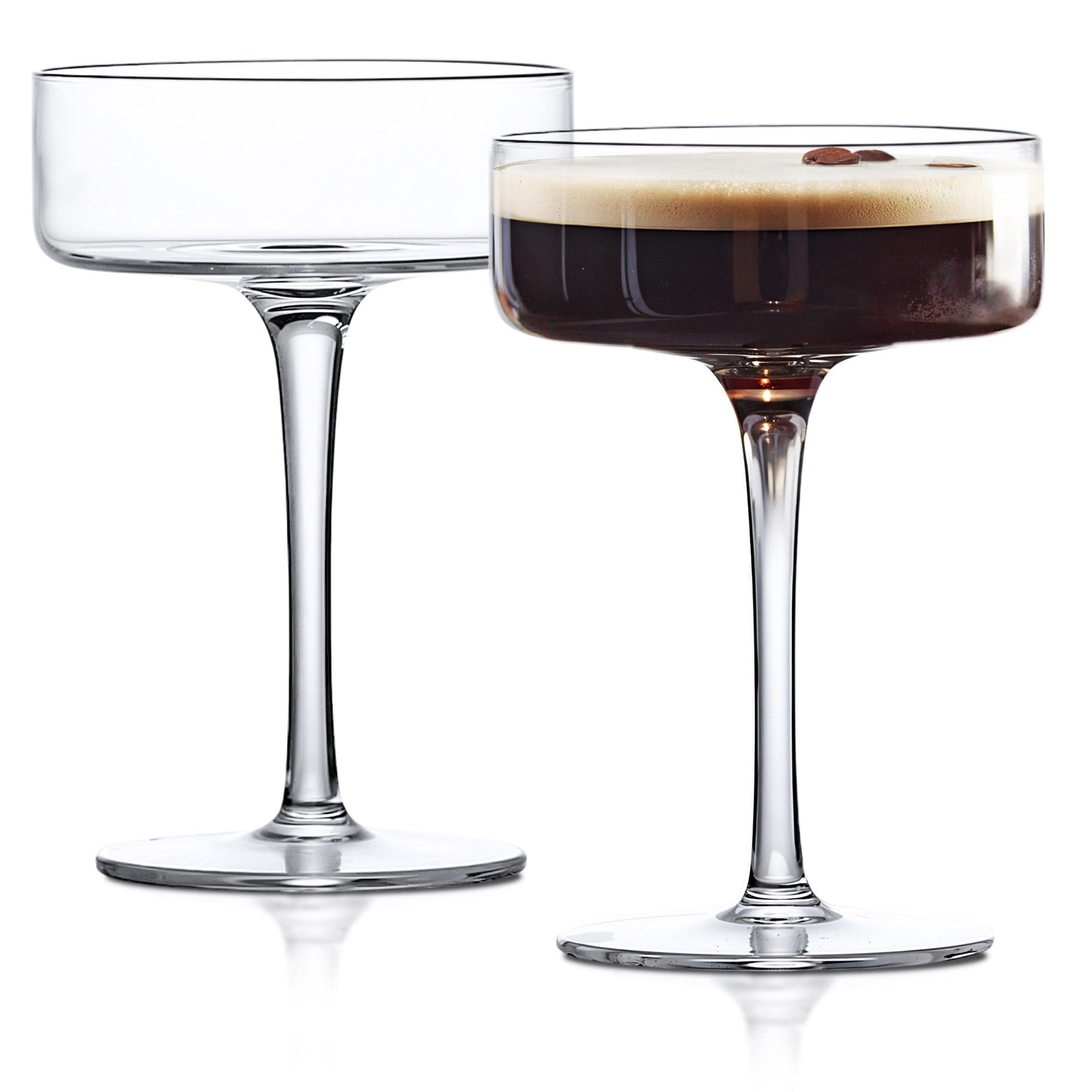 Lemonsoda  Clear Martini Coupe Glasses - 6.5oz Set of 2 Classic Barware
