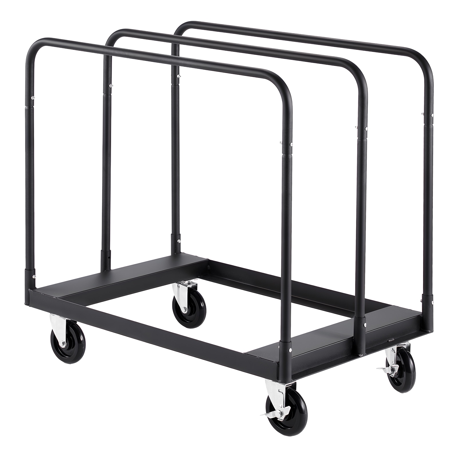 Huluwat 1800 LBS Load Capacity Drywall Cart Dolly Steel Lumber Panel Truck Dolly with 5 Inches Swivel Casters Tie-Down Strap and 3 Side Handrails for Factory Warehouse Garage Black
