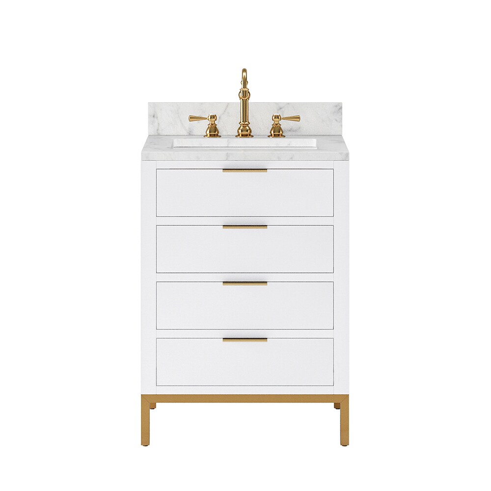 Pure White 24'' Single Sink Vanity with Carrara Marble Top