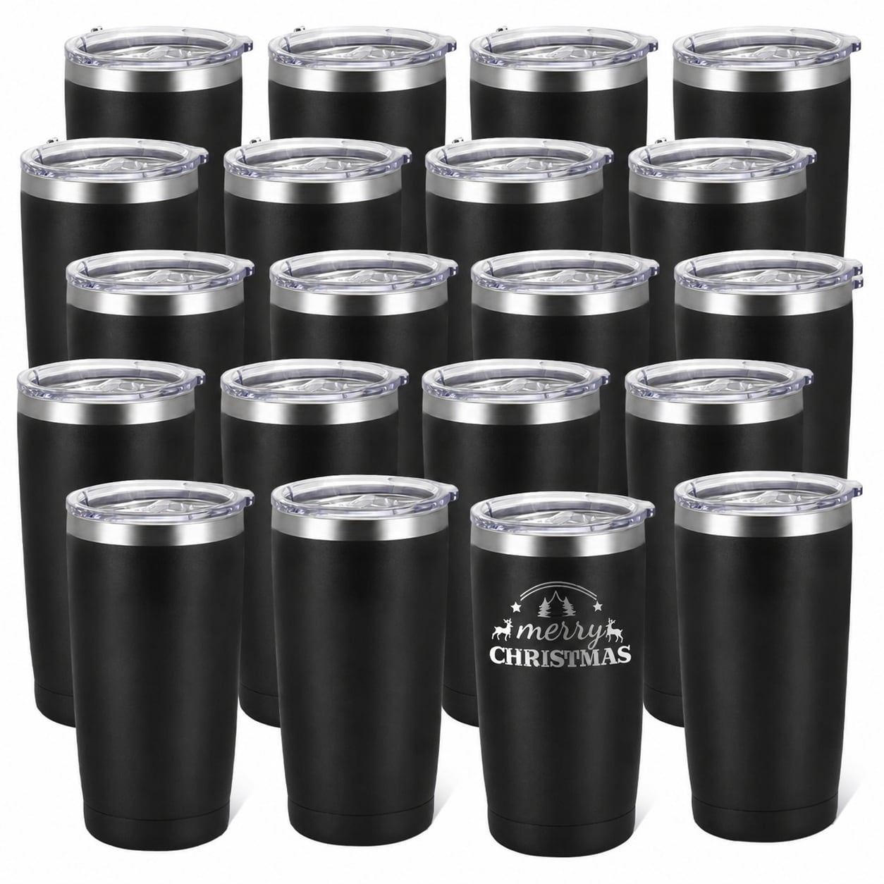Aoibox 20 Pack 20 oz Black Powder Coated Stainless Steel Insulated ...
