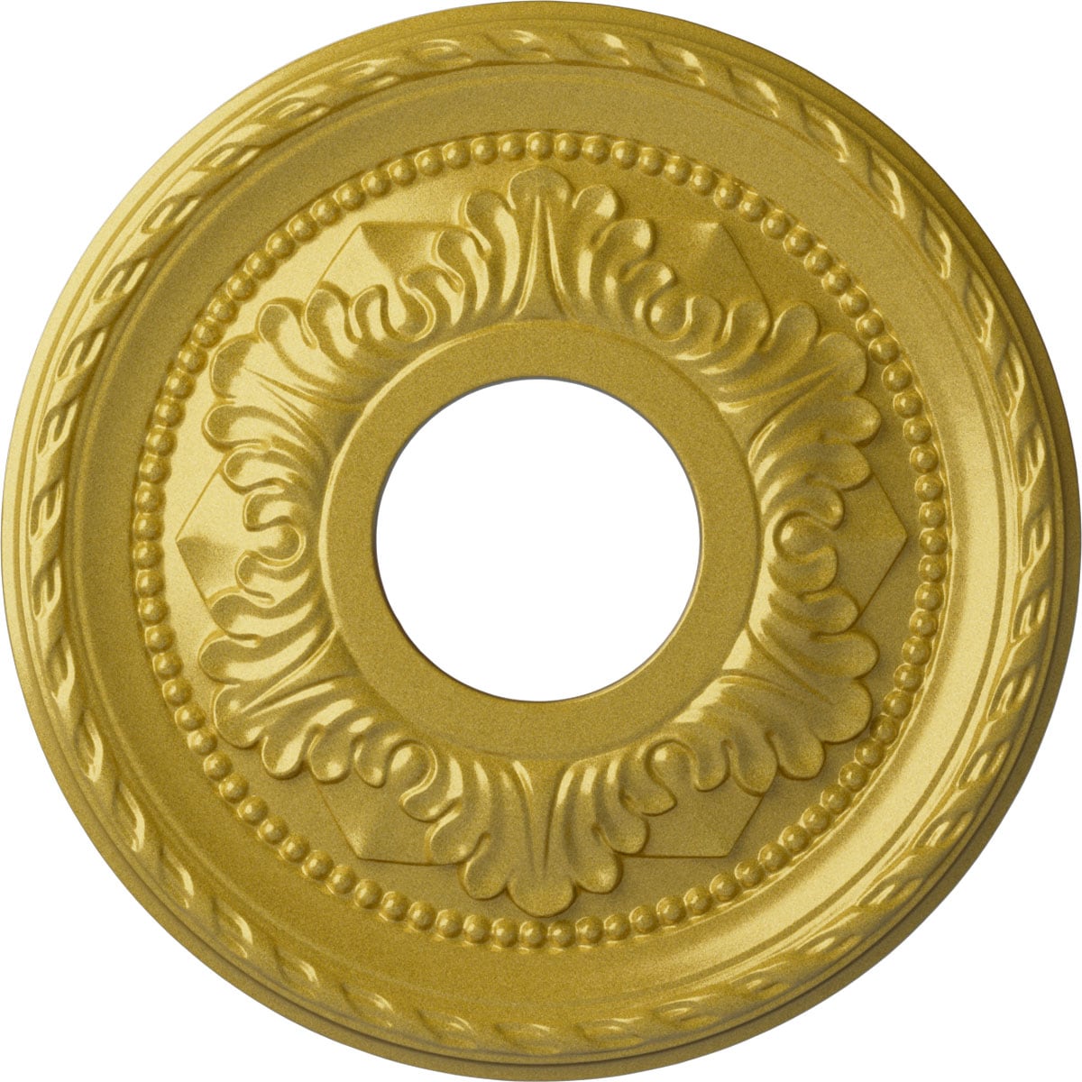 Ekena Millwork CM12PMRGS Palmetto 12.125-in W x 12.125-in L Painted Rich Gold Polyurethane Whole Ceiling Medallion