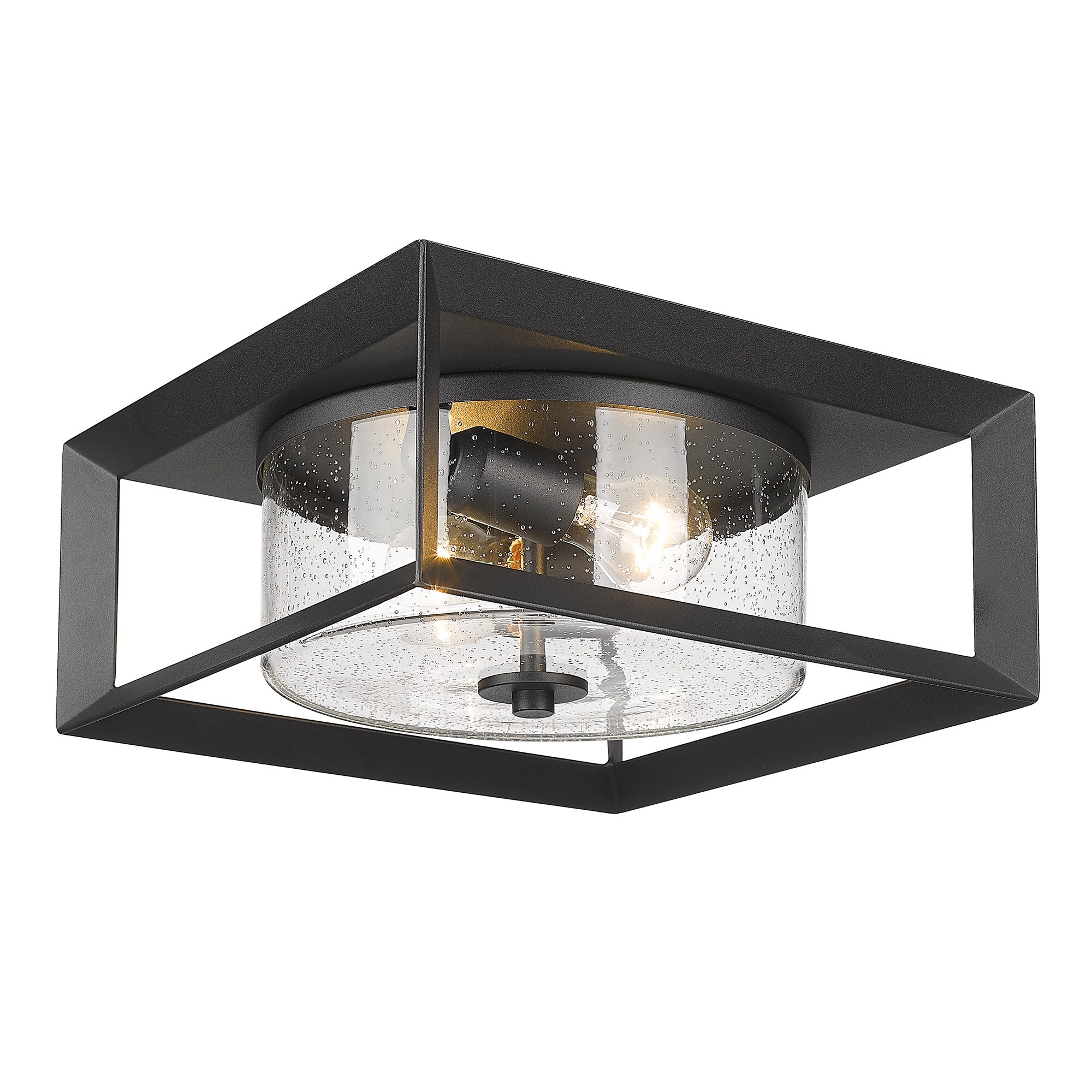 Natural Black Glass Outdoor Flush Mount Light