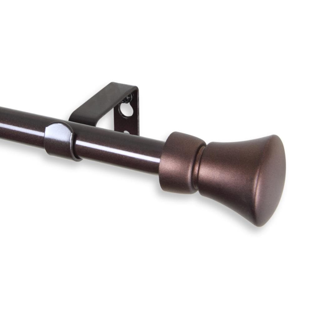 Hart & Harlow L5712-487 5/8-in Alistair 48-in to 84-in Cocoa Steel Single curtain rod with Finials