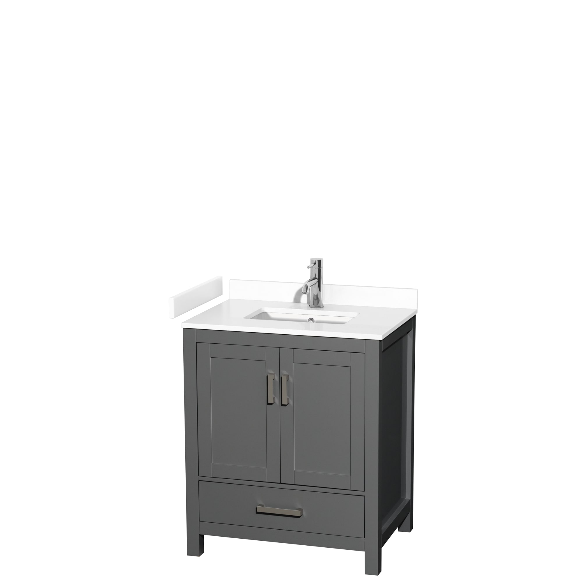Wyndham Collection WCS141430SKGWCUNSMXX Sheffield 30-in Dark Gray with Brushed Chrome Trim Undermount Single sink Bathroom Vanity with White Cultured Marble Cultured marble Top