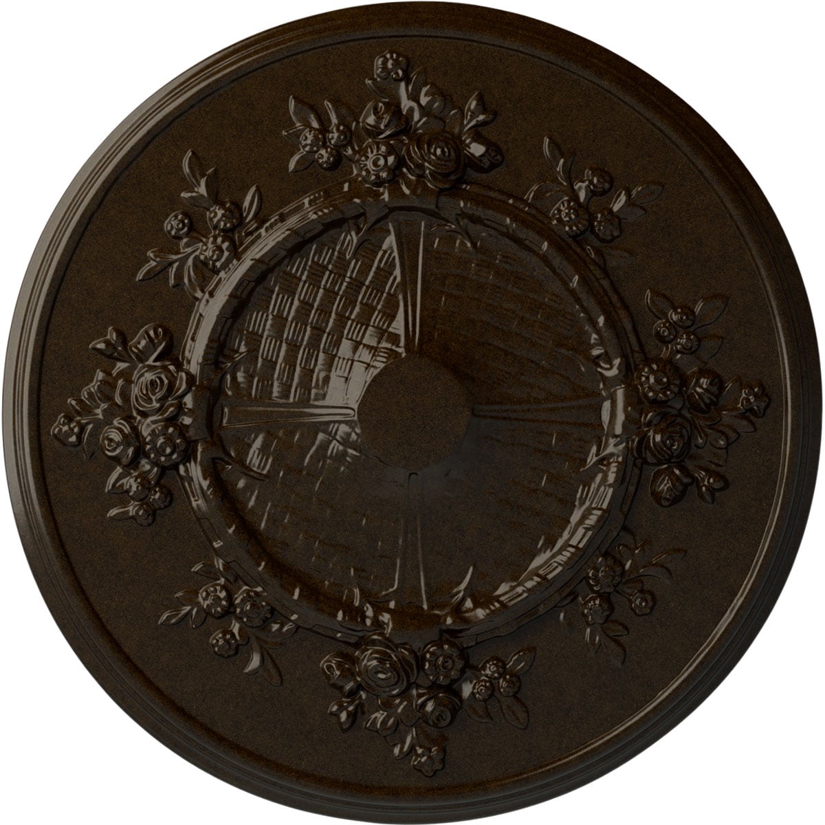 Ekena Millwork CM27FLBZS Flower 27-in W x 27-in L Painted Bronze Polyurethane Whole Ceiling Medallion