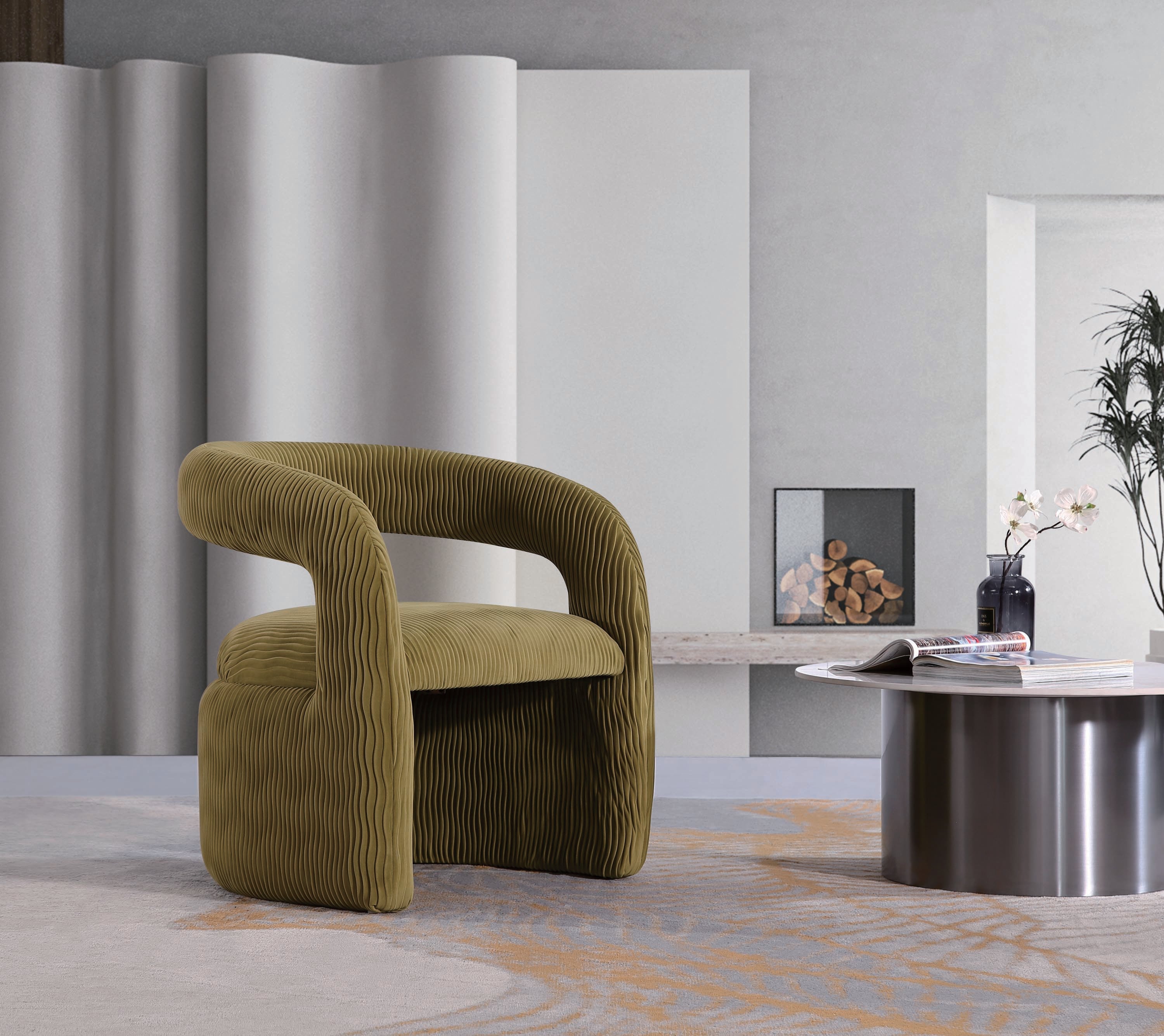 Manhattan Comfort AC068-OG Modern Olive Green Velvet Accent Chair