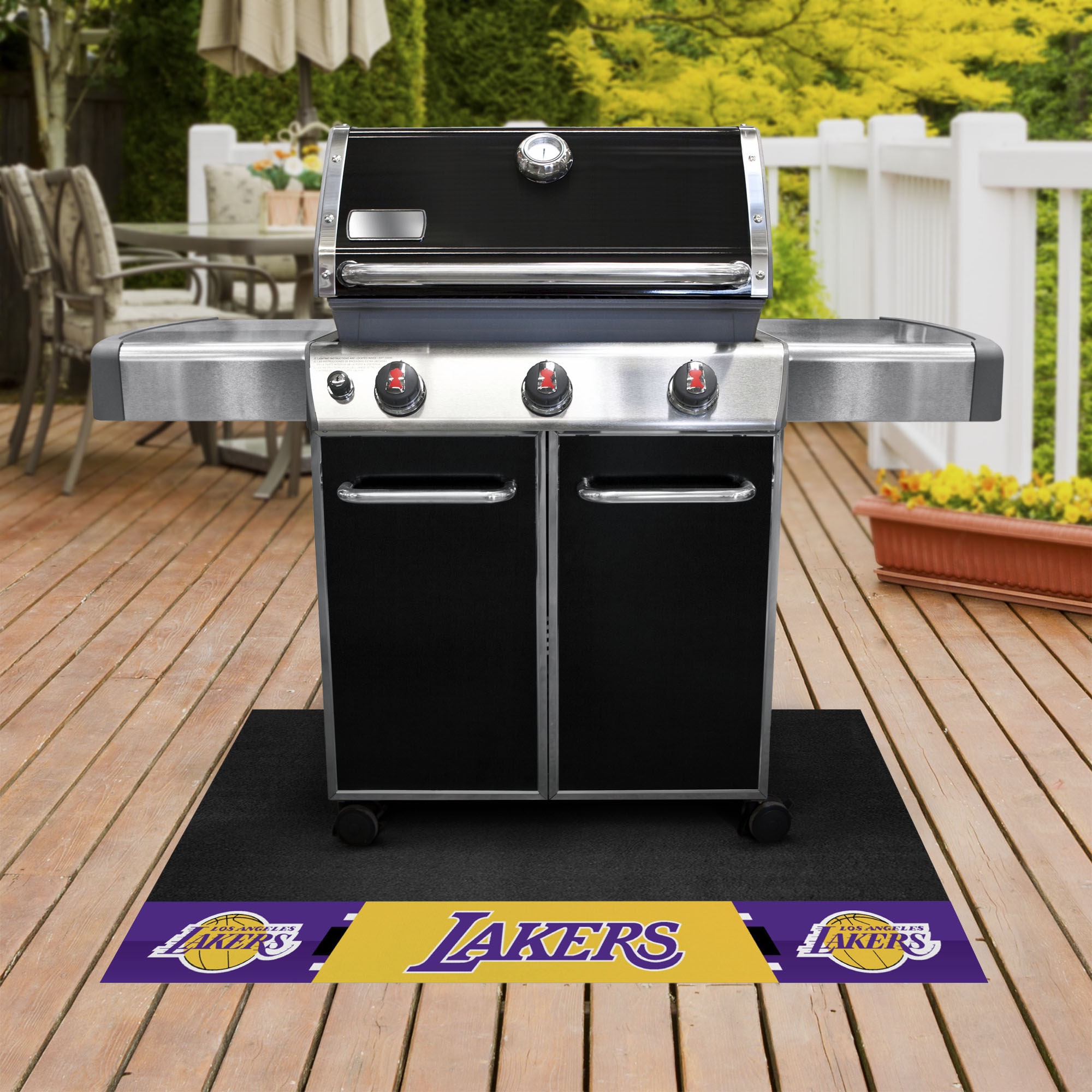 FANMATS 14208 Los Angeles Lakers Grill Mat Black Vinyl Rectangular Grill Mat