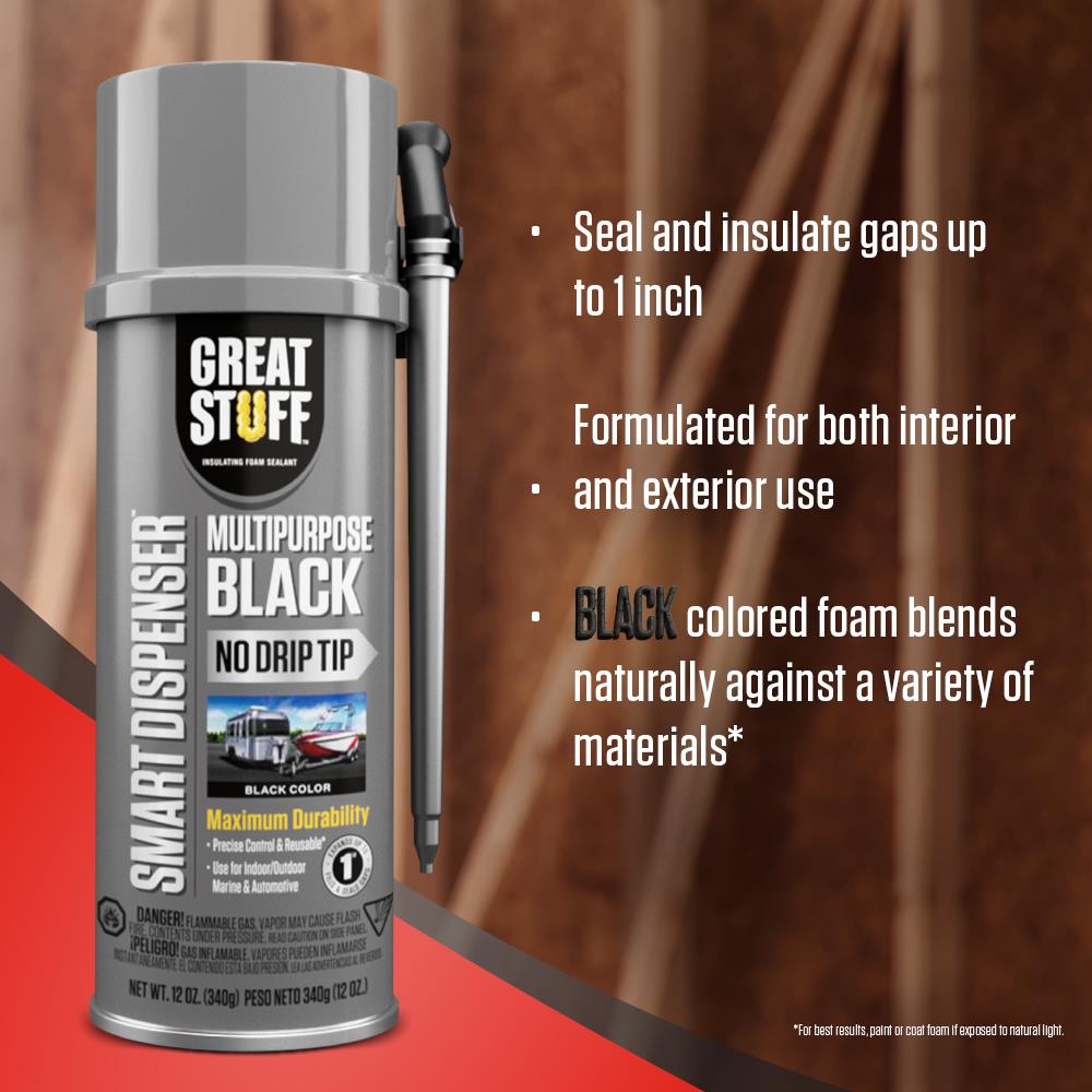 GREAT STUFF Multipurpose Black 12-oz Smart Dispenser Indoor/Outdoor Spray Foam Insulation