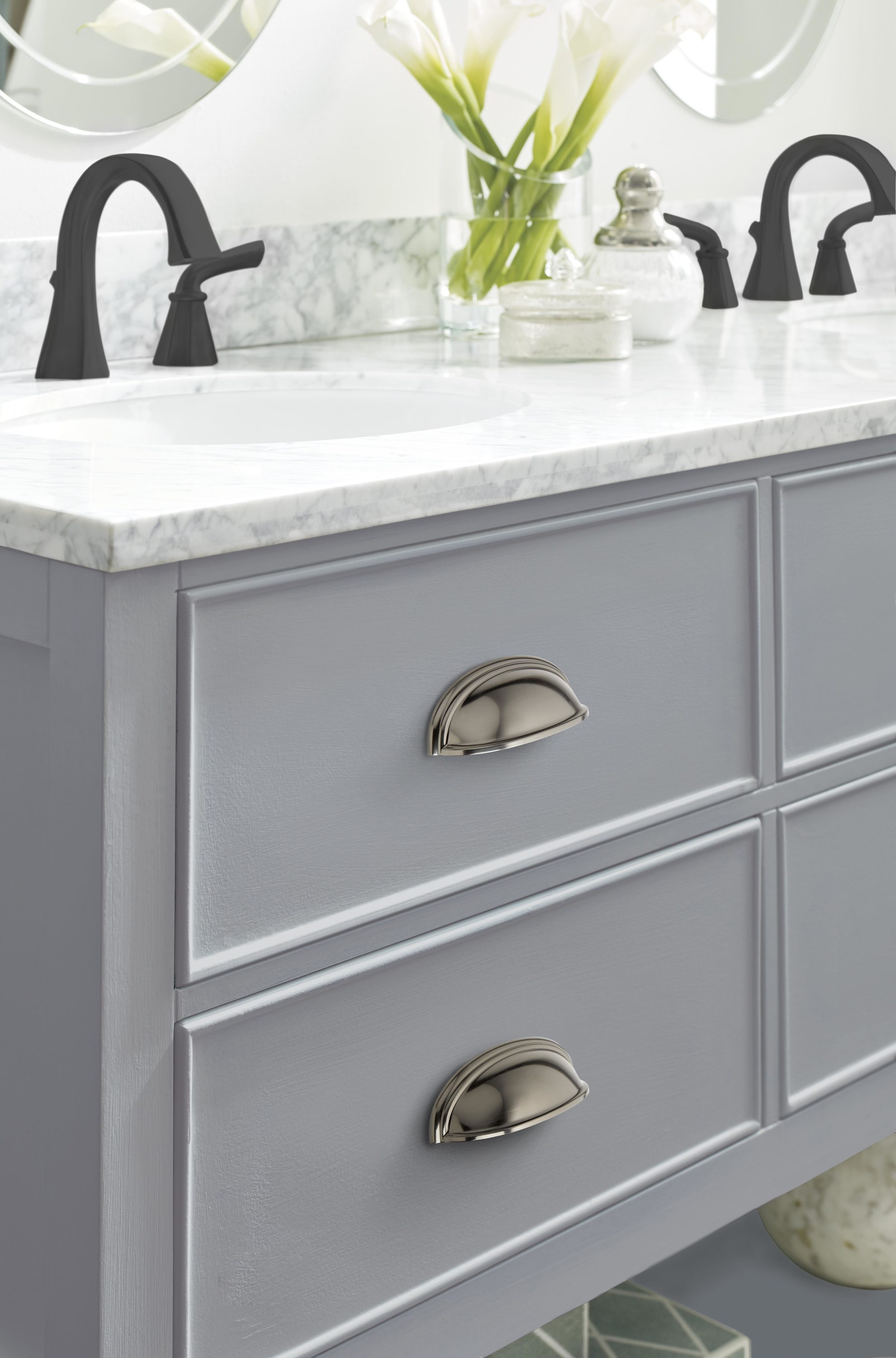 Gunmetal Steel 4-Inch Cup Pull with Mounting Hardware